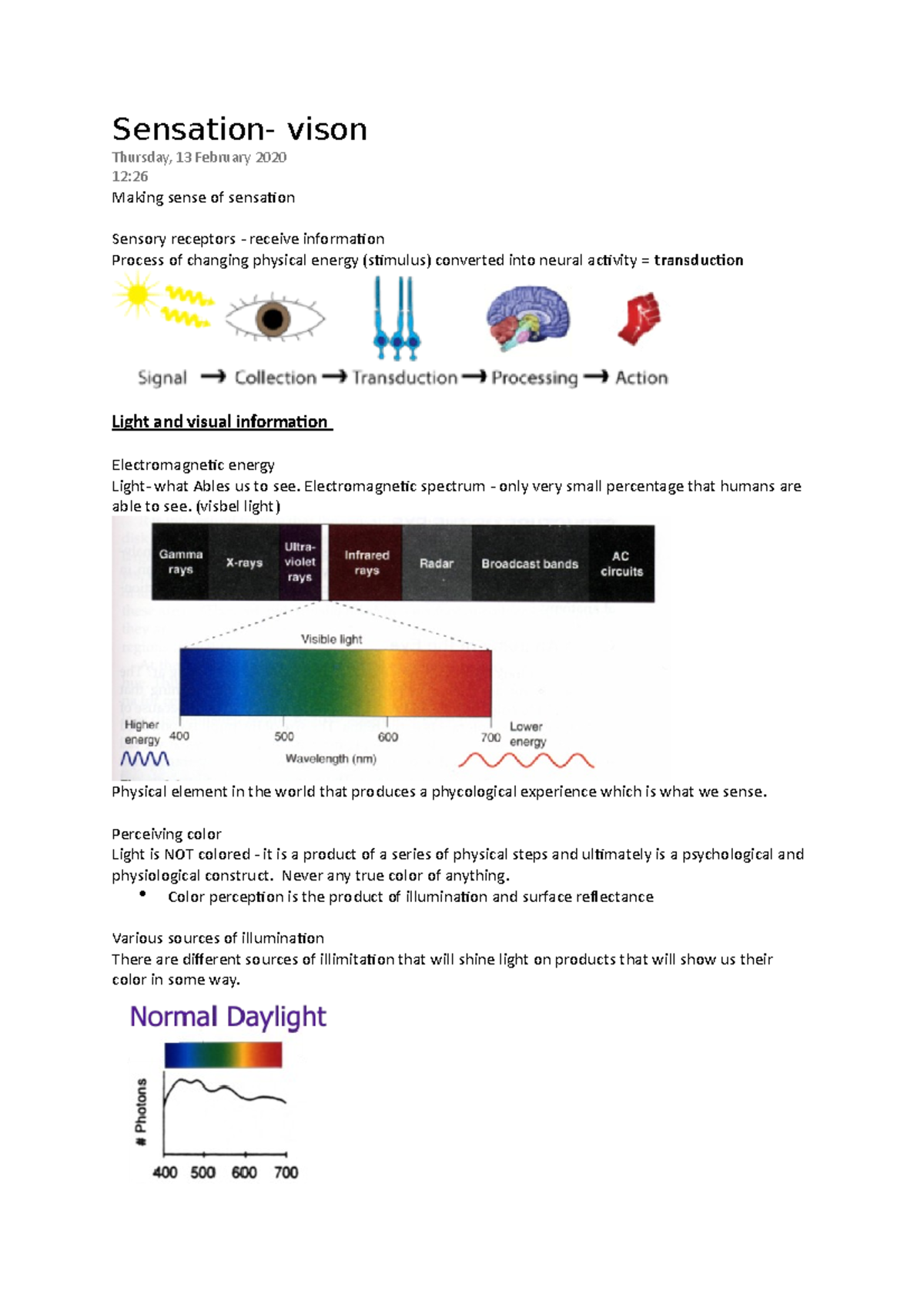 Sensation - Module: introduction to psychology- biological psychology ...