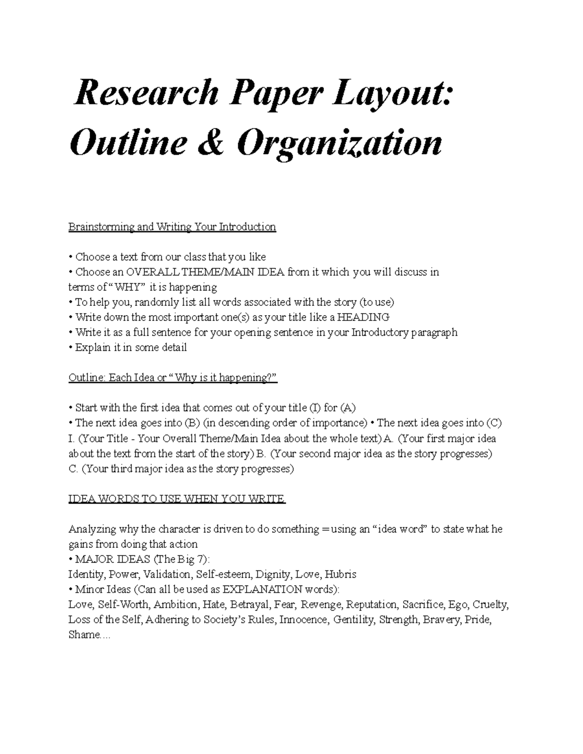 ENG 1121 - Steps For A Research Paper Layout - Research Paper Layout ...