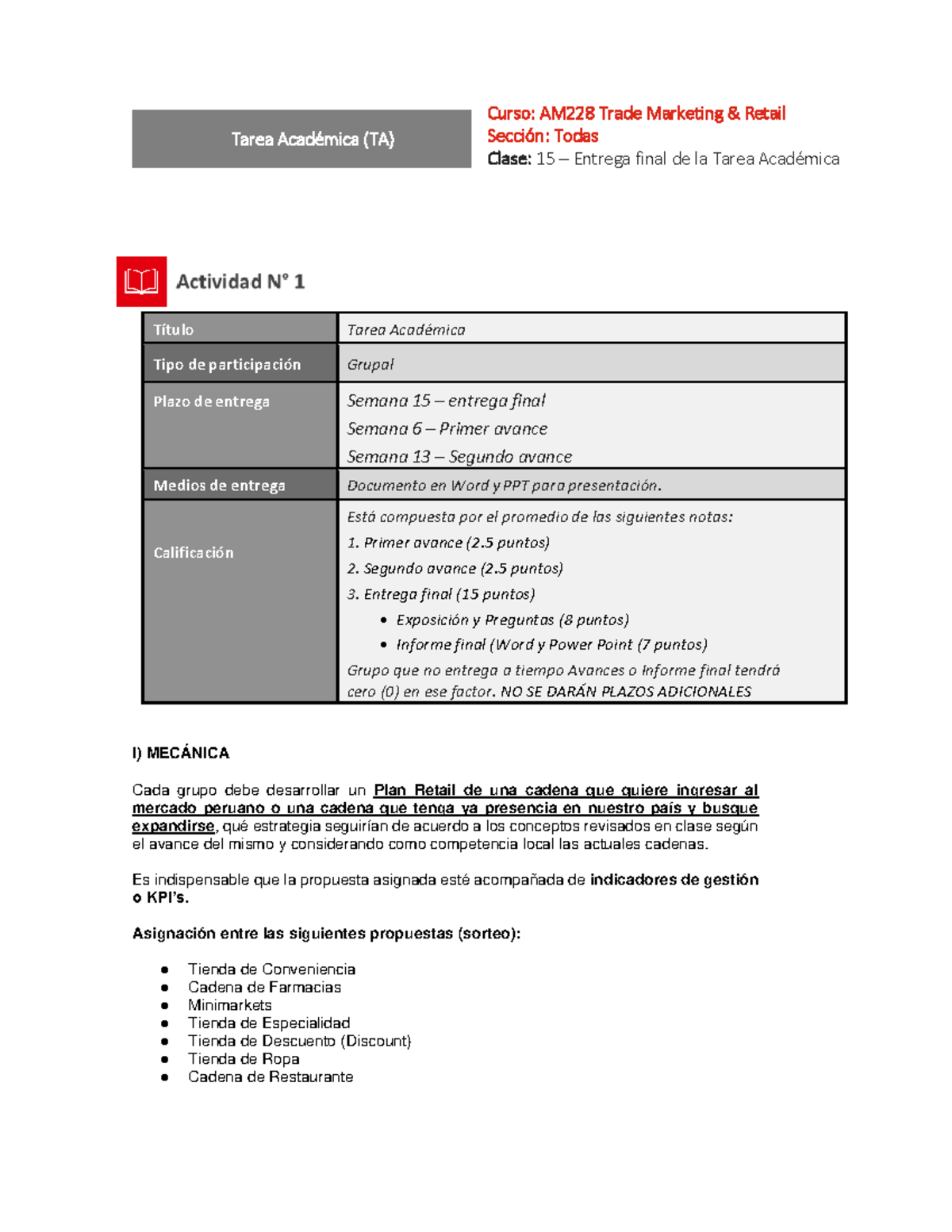 TA - Trade mkt & Retail 2 - Buena nota - Título Tarea Académica Tipo de ...