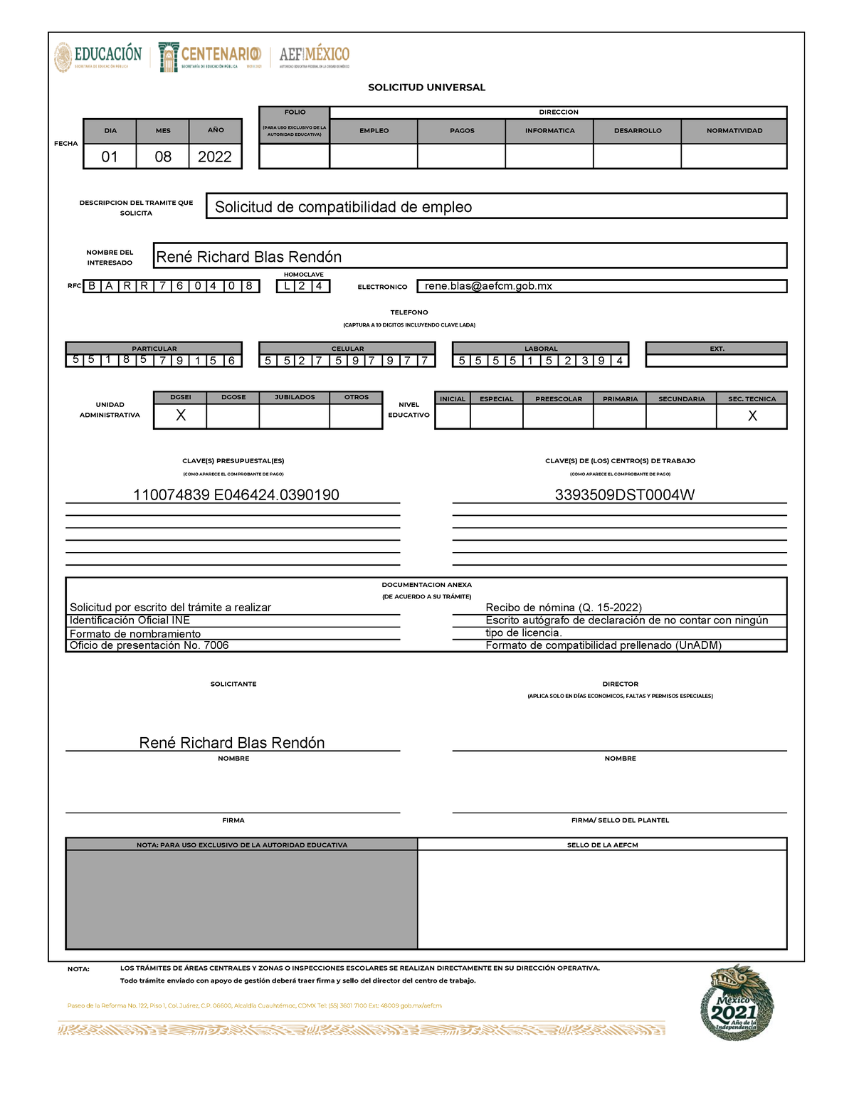 Aefcm Solicitud Universal De Servicios Nota Los Trmites De