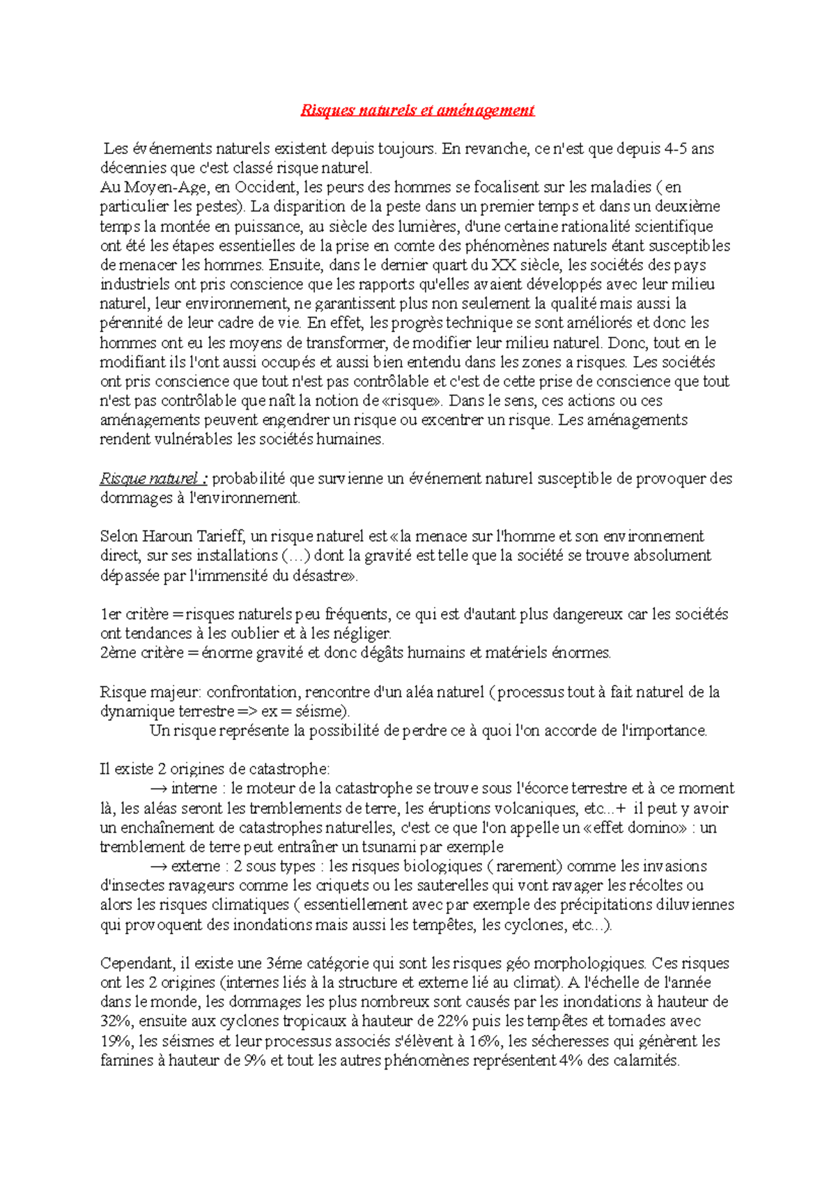 Introduction générale - Risques naturels et aménagement Les événements ...