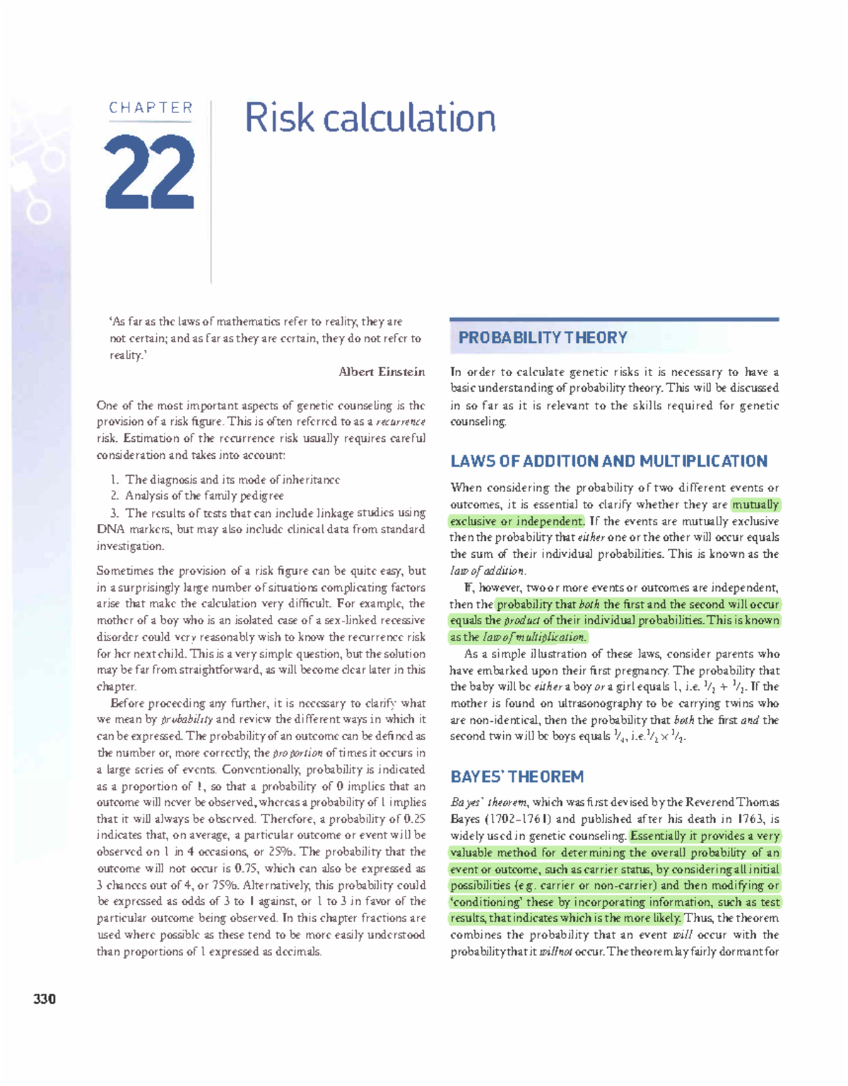 Chapter -RISK Calculation- Readautosomal Dominant Inheritance Section ...