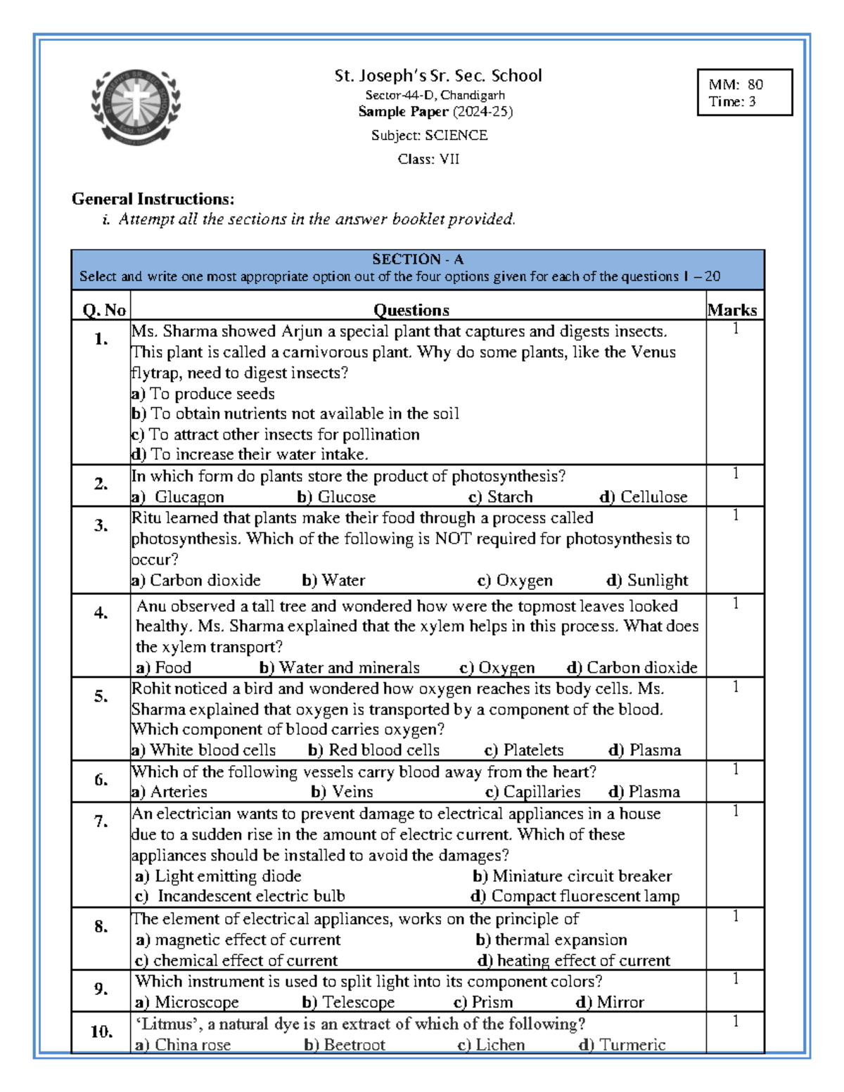 Circular 20240907124302 class 7 sample paper science - St. Joseph’s Sr ...