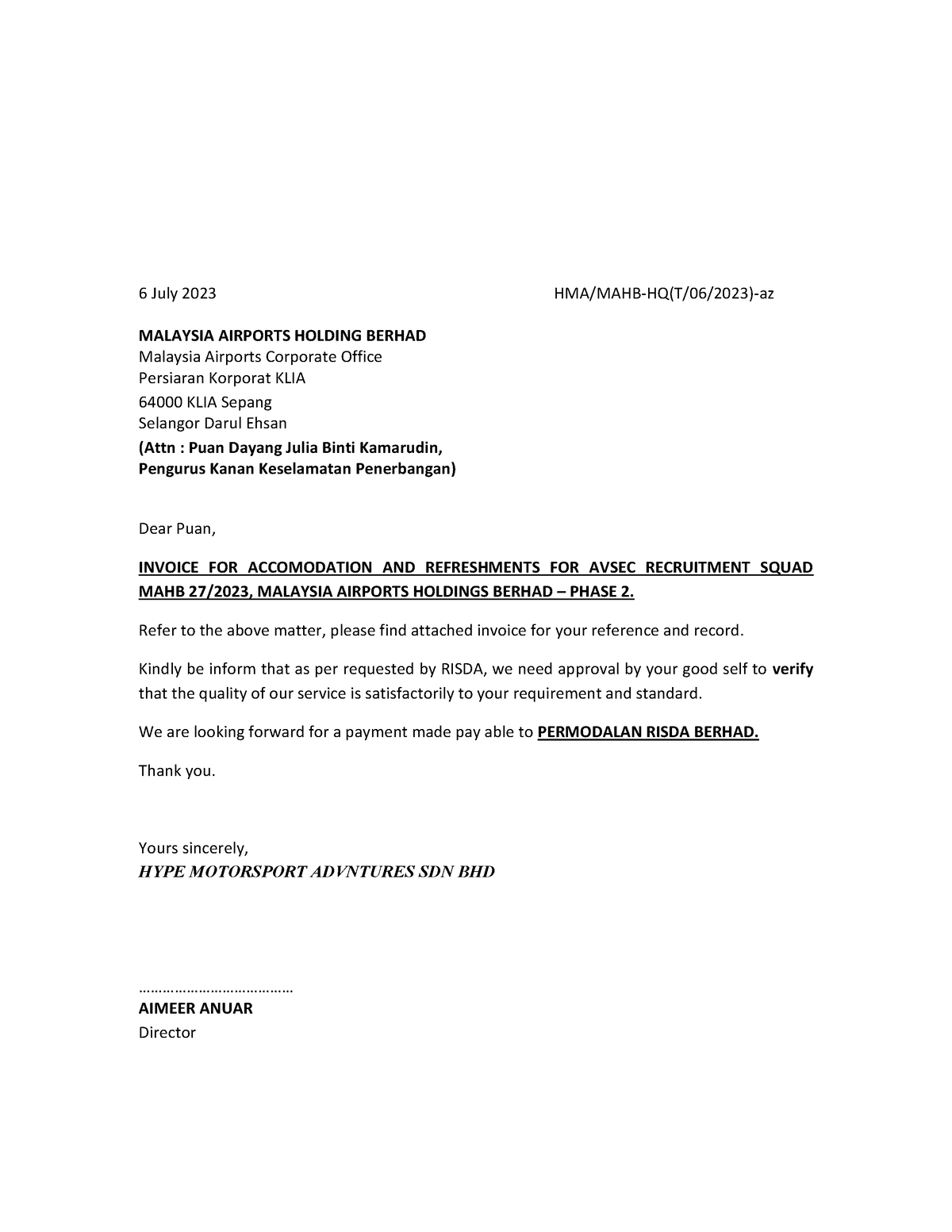 Sample of notice - 6 July 2023 HMA/MAHB-HQ(T/06/2023)-az MALAYSIA ...