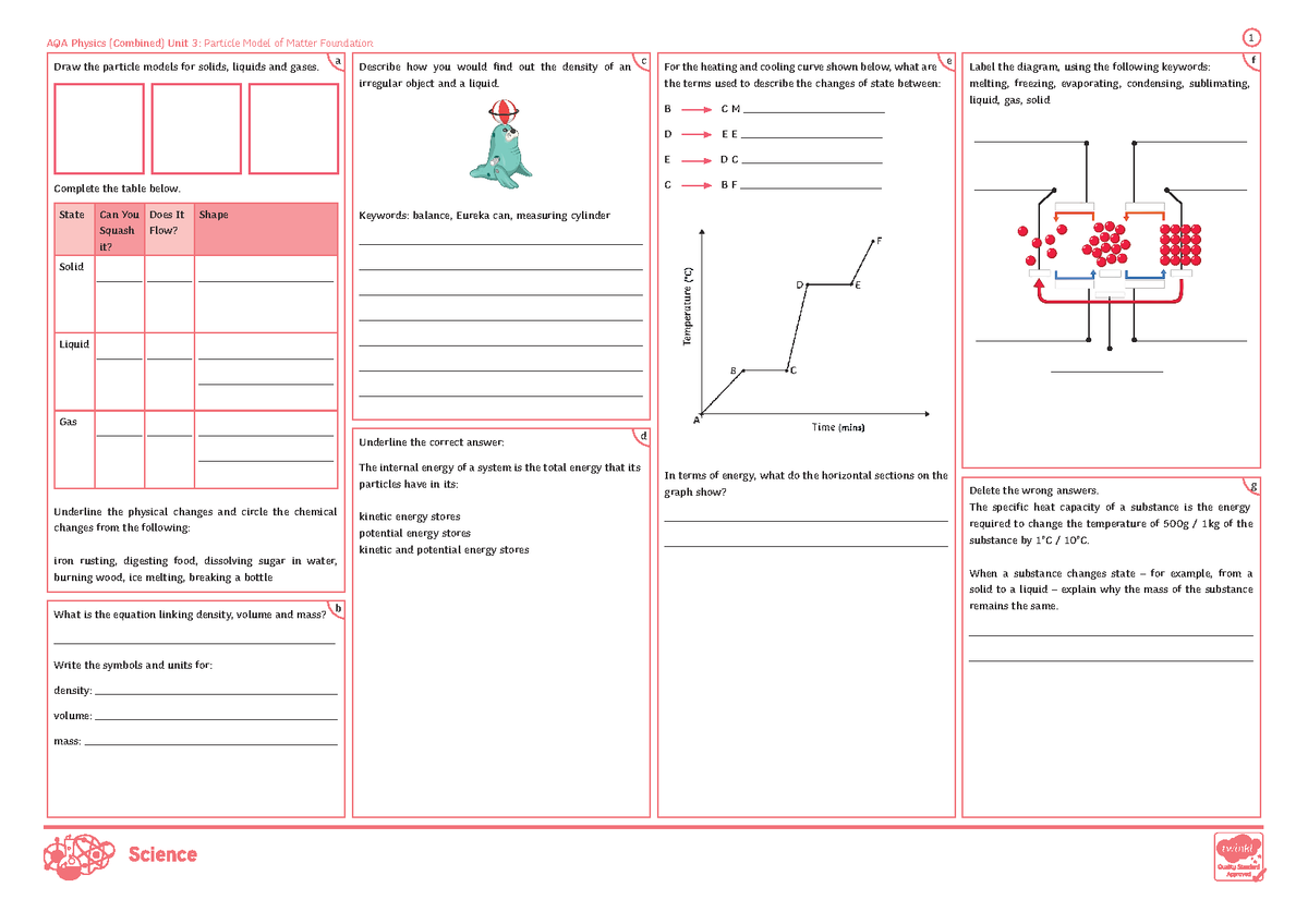 3 Aqa Gcse Combined Science Particle Model Of Matter Foundation Revision Mat Aqa Physics 3801