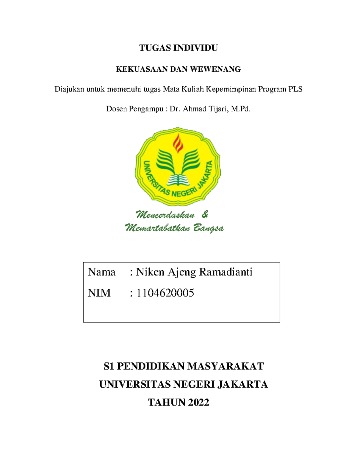 Kekuasaan Dan Wewenang Kepemimpinan 7 - TUGAS INDIVIDU KEKUASAAN DAN ...