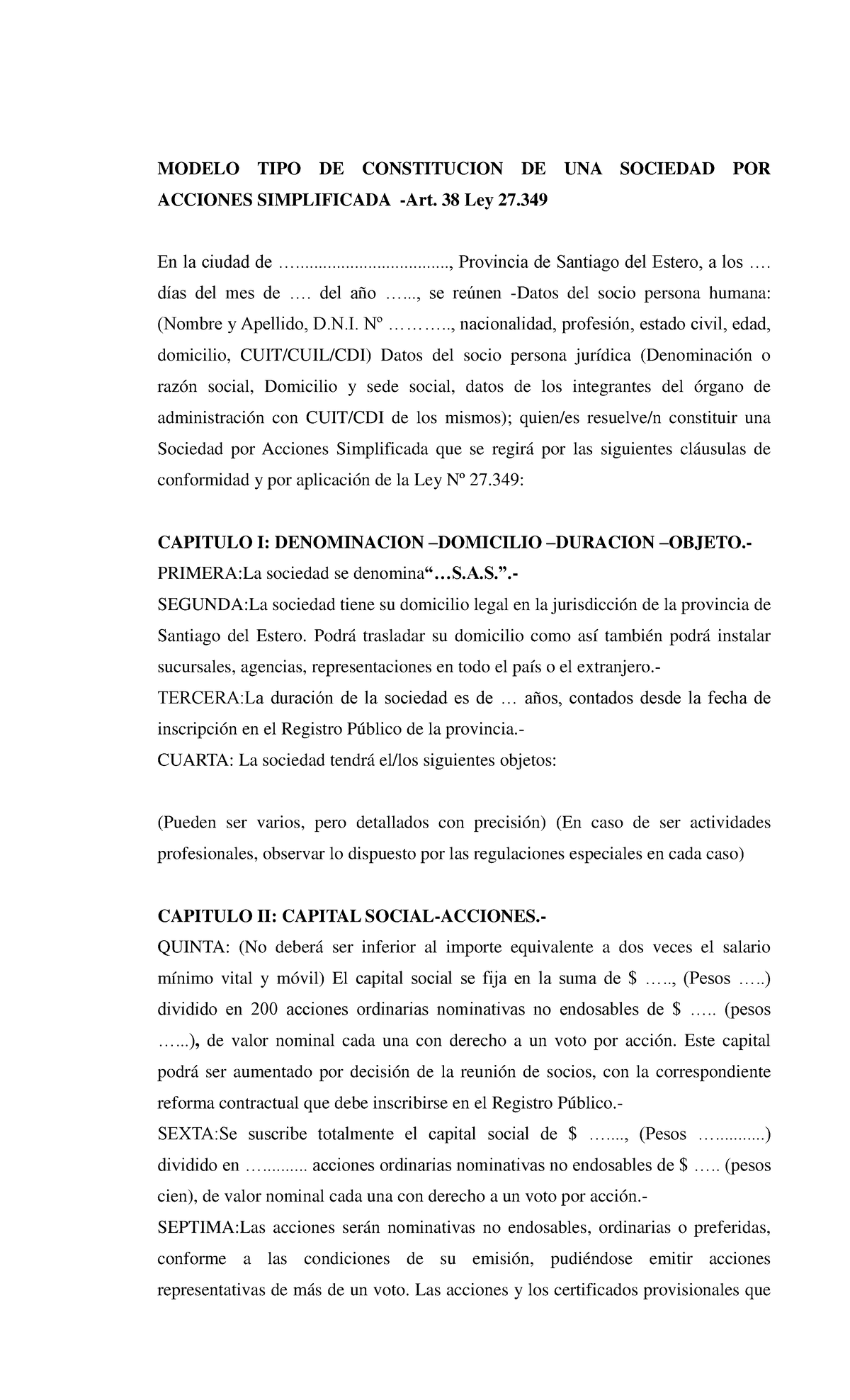 Modelo De Contrato De Srl Modelo De Contrato Constitu 7767