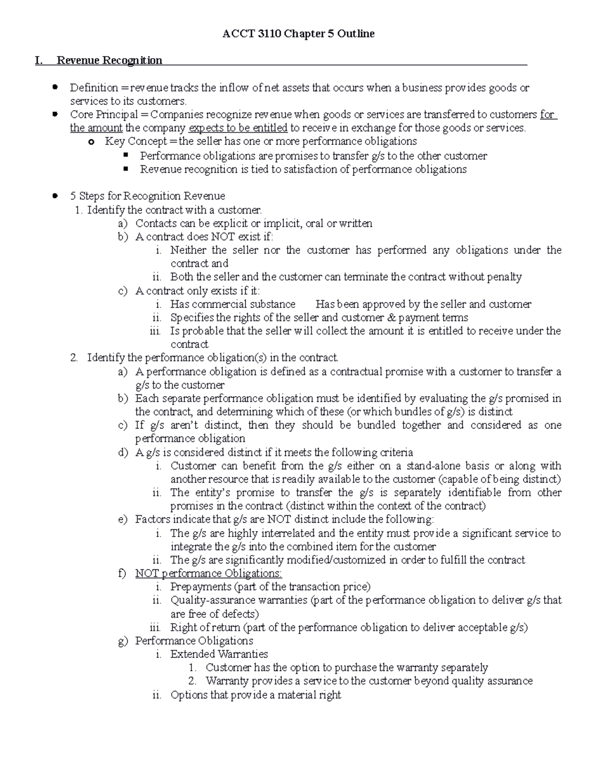 Outline - Chapter 5 - Professor Zining Li. Each document includes book ...