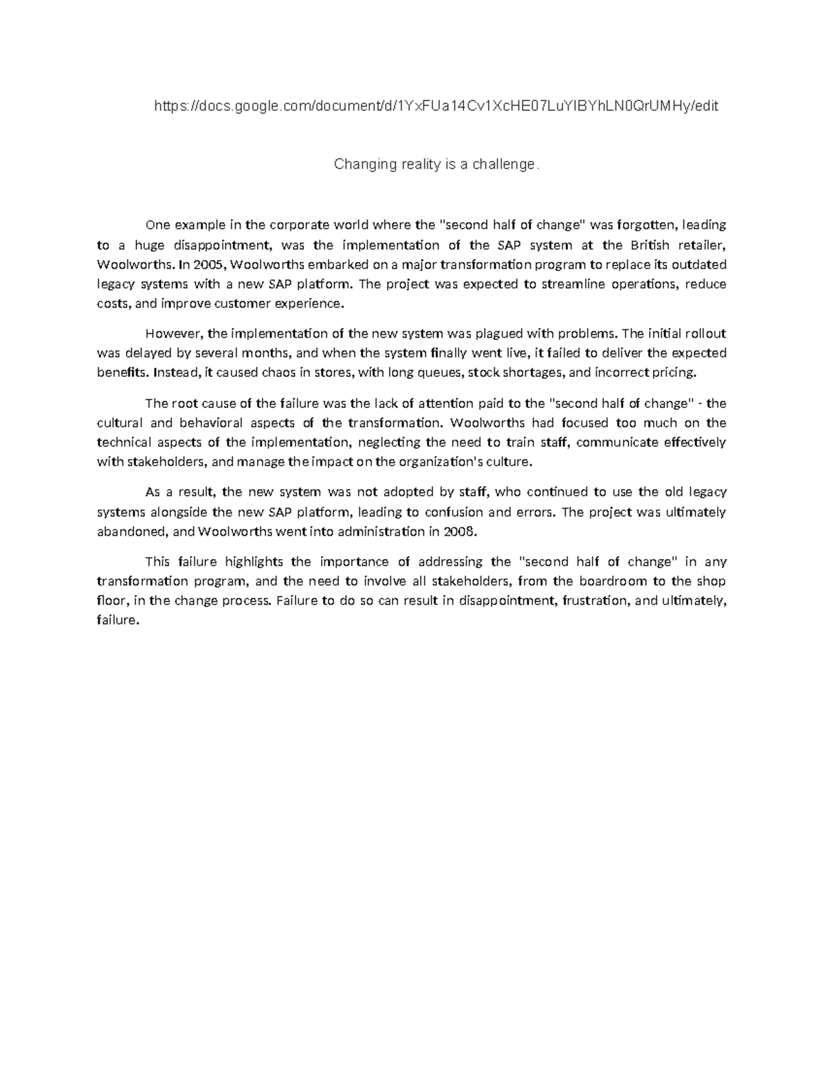Changing reality is a challenge - docs.google/document/d ...
