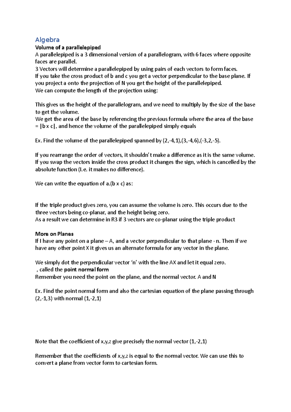 MATH1131 W4 LEC1 - 2022 T3 Lecture notes - Algebra Volume of a ...