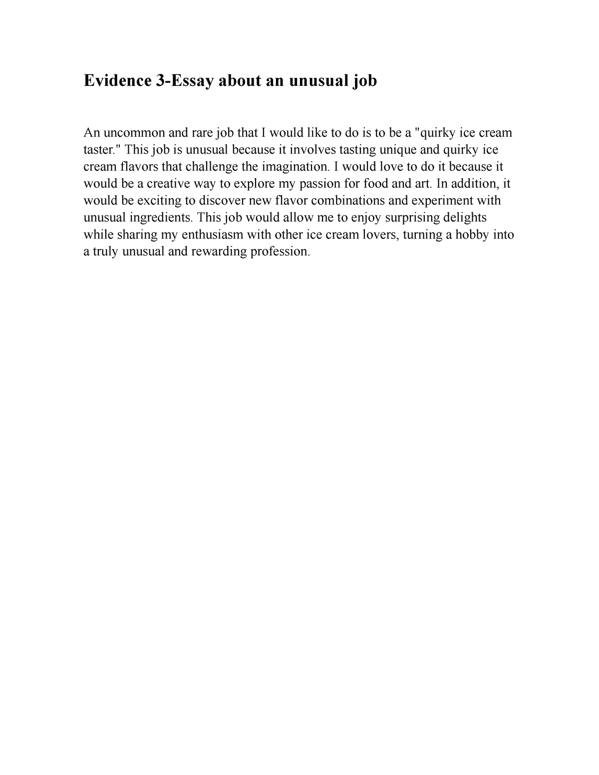 unusual job essay