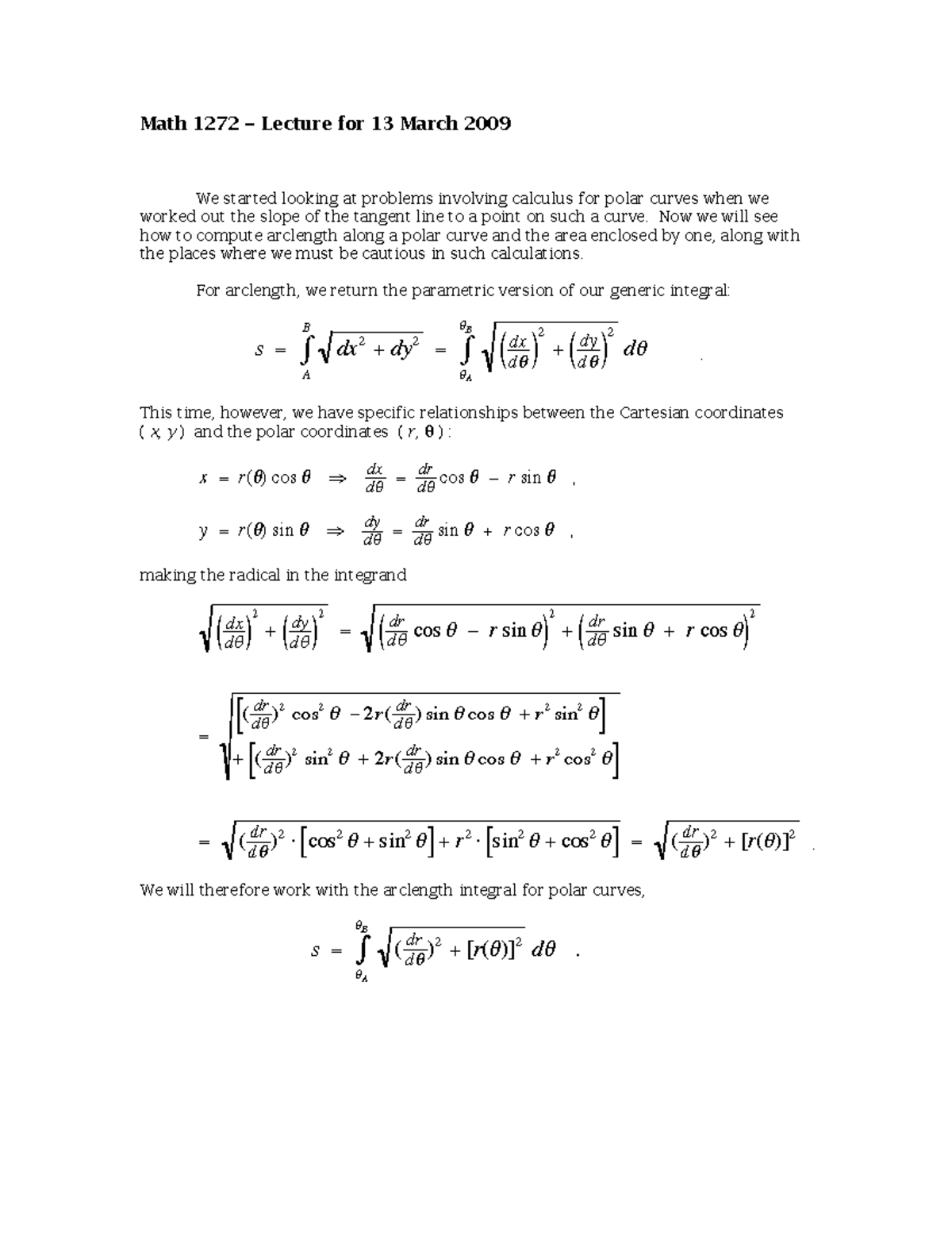 March 13lecture Stewart, Calculus Early Transcendentals, 6th Edition
