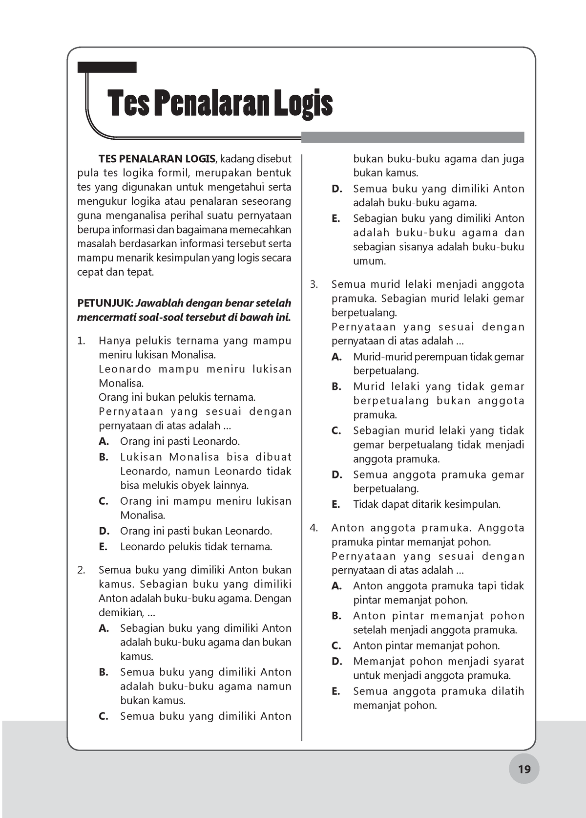 Tes Penalaran Logis - Contoh Soal Penlaran Logika - 19 Tes Penalaran ...