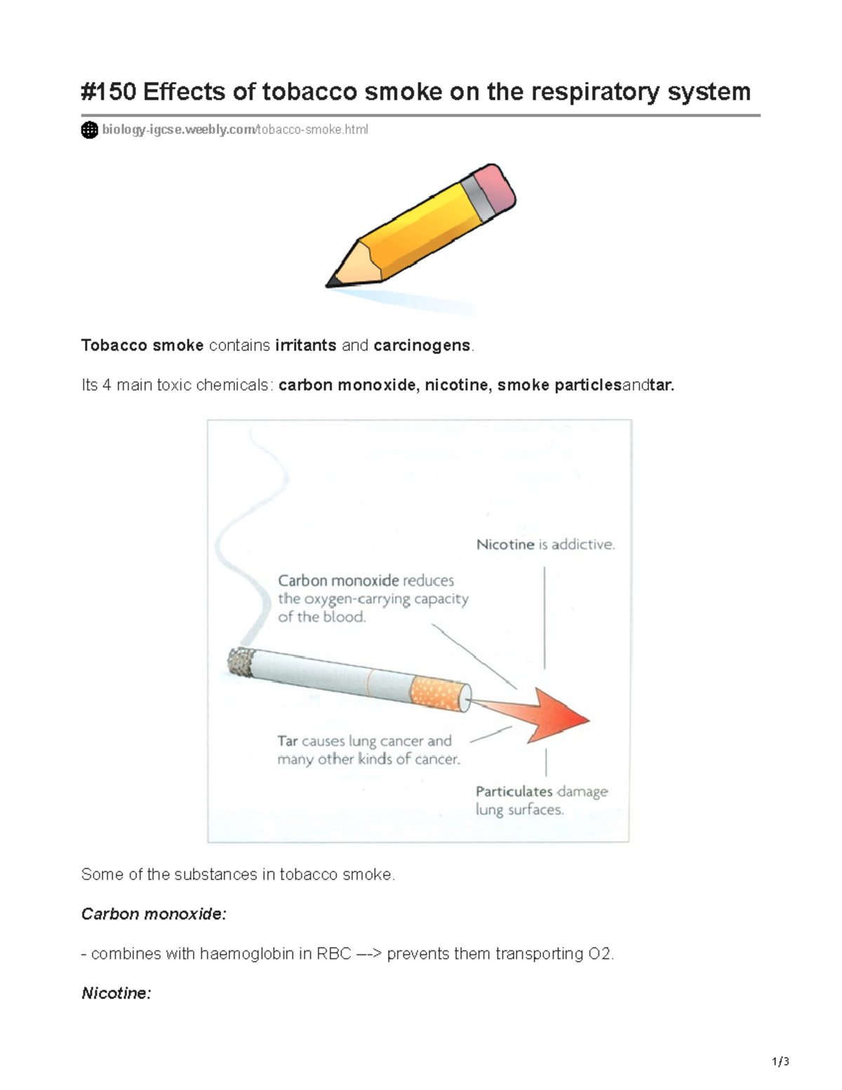 Biology-igcse.weebly.com-150 Effects Of Tobacco Smoke On The ...