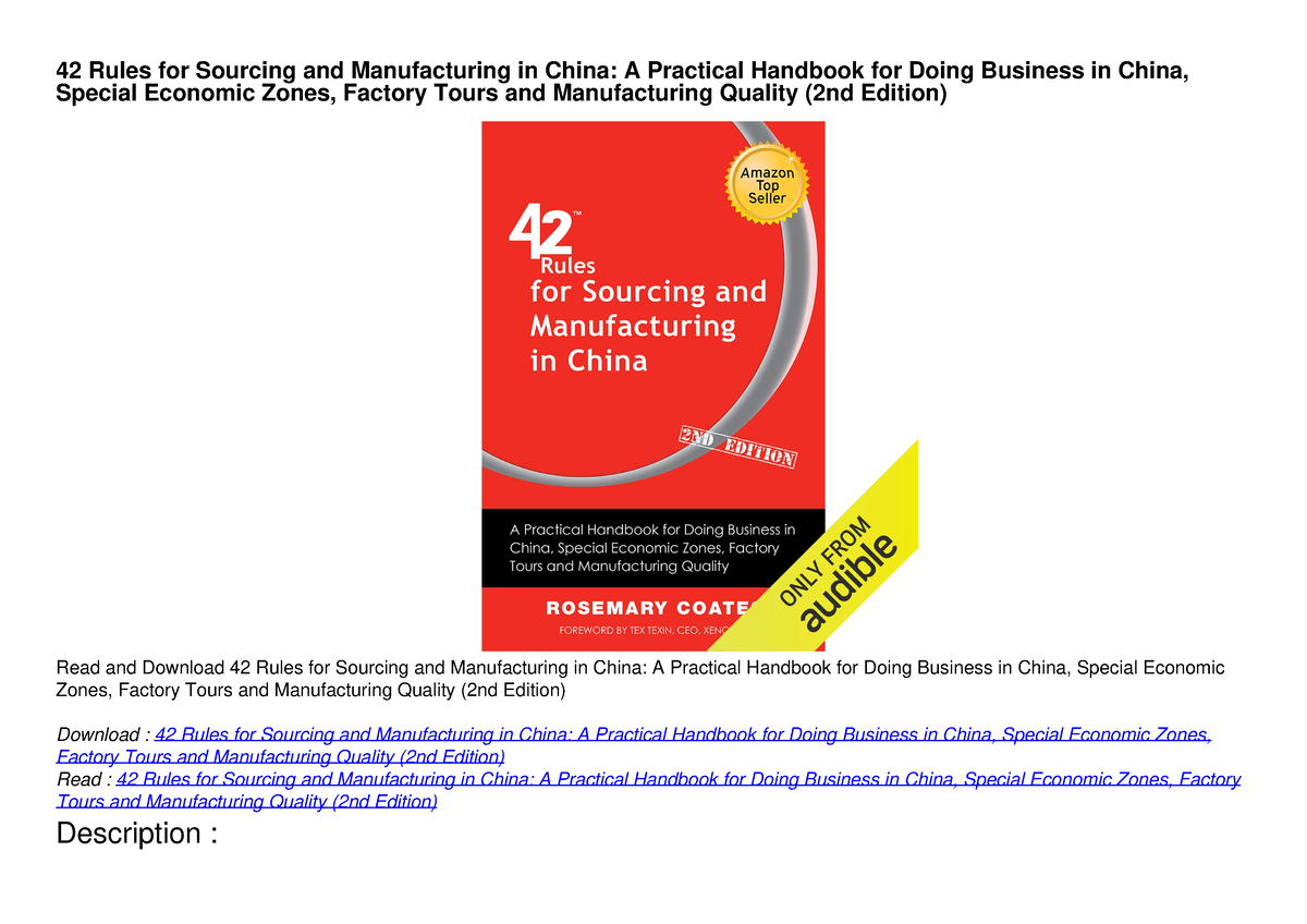 Get [PDF] Download 42 Rules For Sourcing And Manufacturing In China: A ...