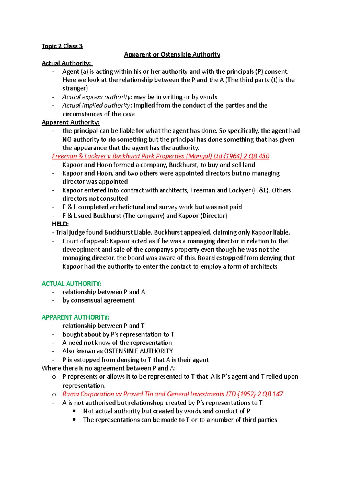 Ostensible, Apparent,Representation,reliance - Topic 2 Class 3 Apparent ...