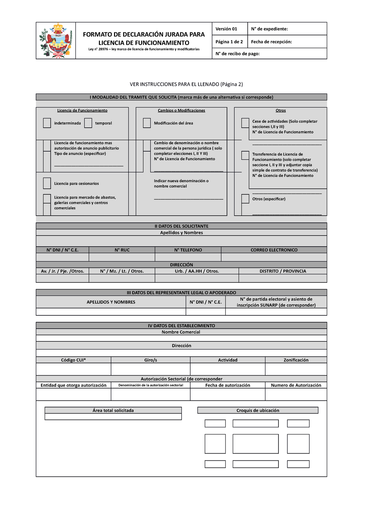 Formato De Declaraci N Jurada Para Licencia De Funcionamiento Formato De Declaraci N Jurada