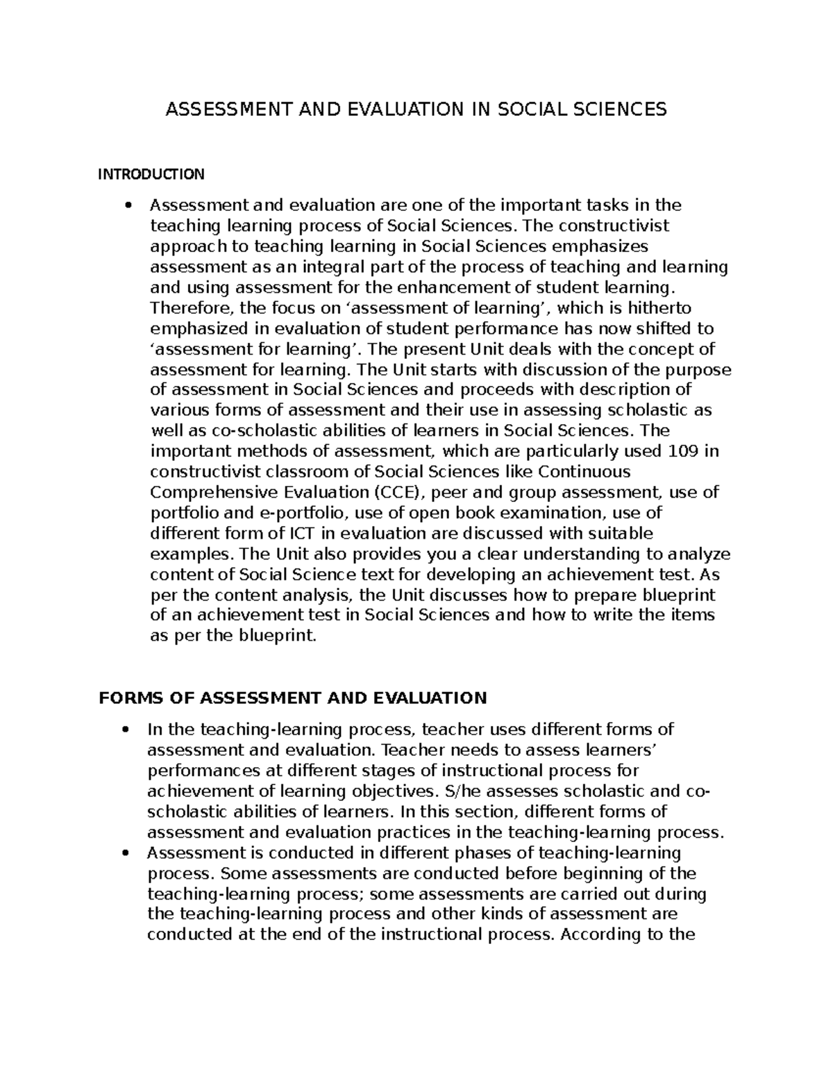 Assessment AND Evaluation IN Social Sciences ASSESSMENT AND