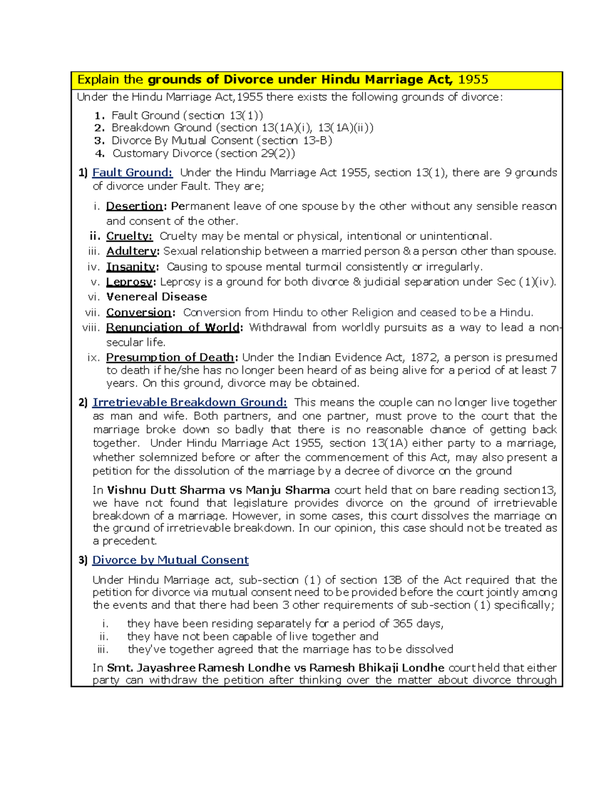 grounds-of-divorce-under-hindu-marriage-act-fault-ground-section-13