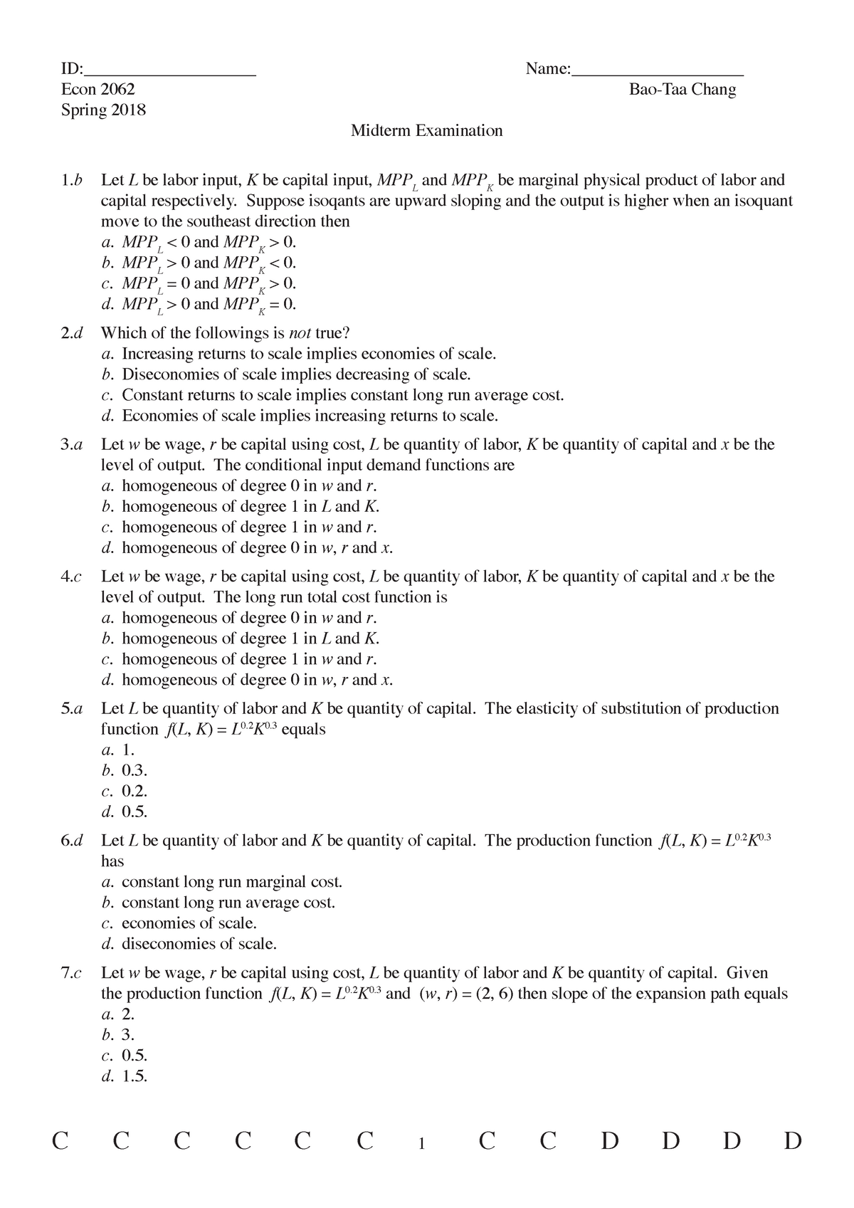 Microeconomics_2 - C C C C C C 1 C C D D D D ID ...