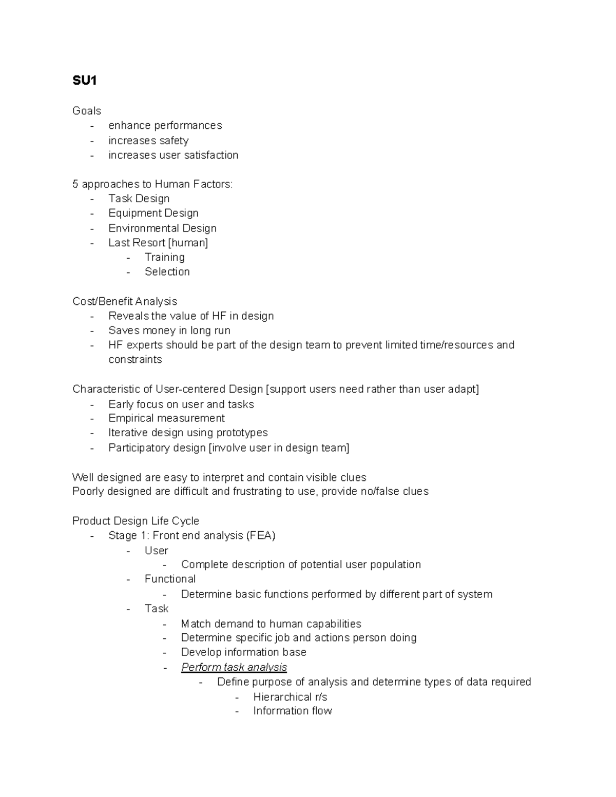 SST102 Cheat Sheet note taking - SU Goals - enhance performances ...