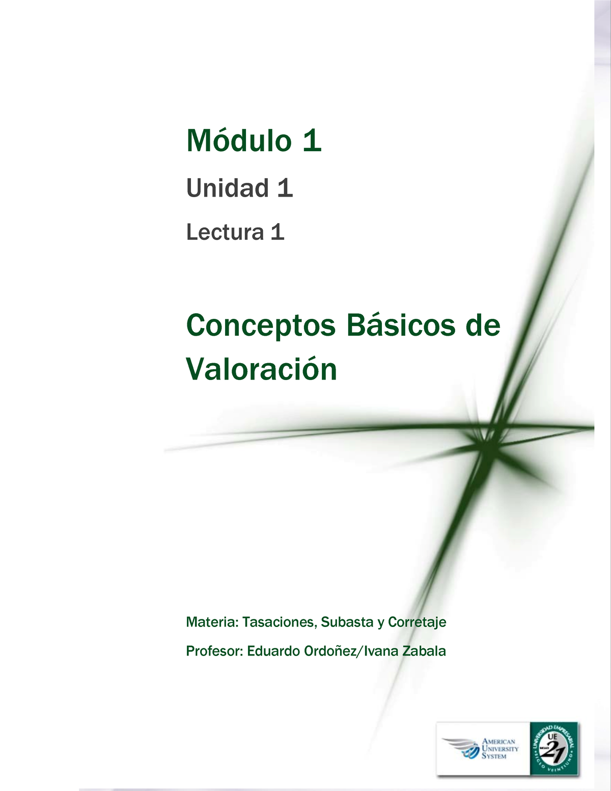 Mod 1 Lectura 1 - Conceptos Básicos De Valoración - MÛdulo 1 Unidad 1 ...