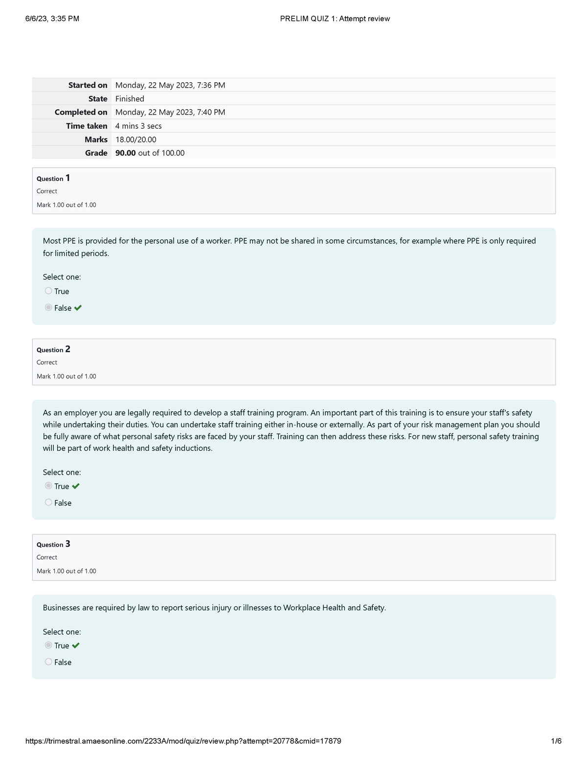 Prelim QUIZ 1 Attempt Review - Started On Monday, 22 May 2023, 7:36 PM ...