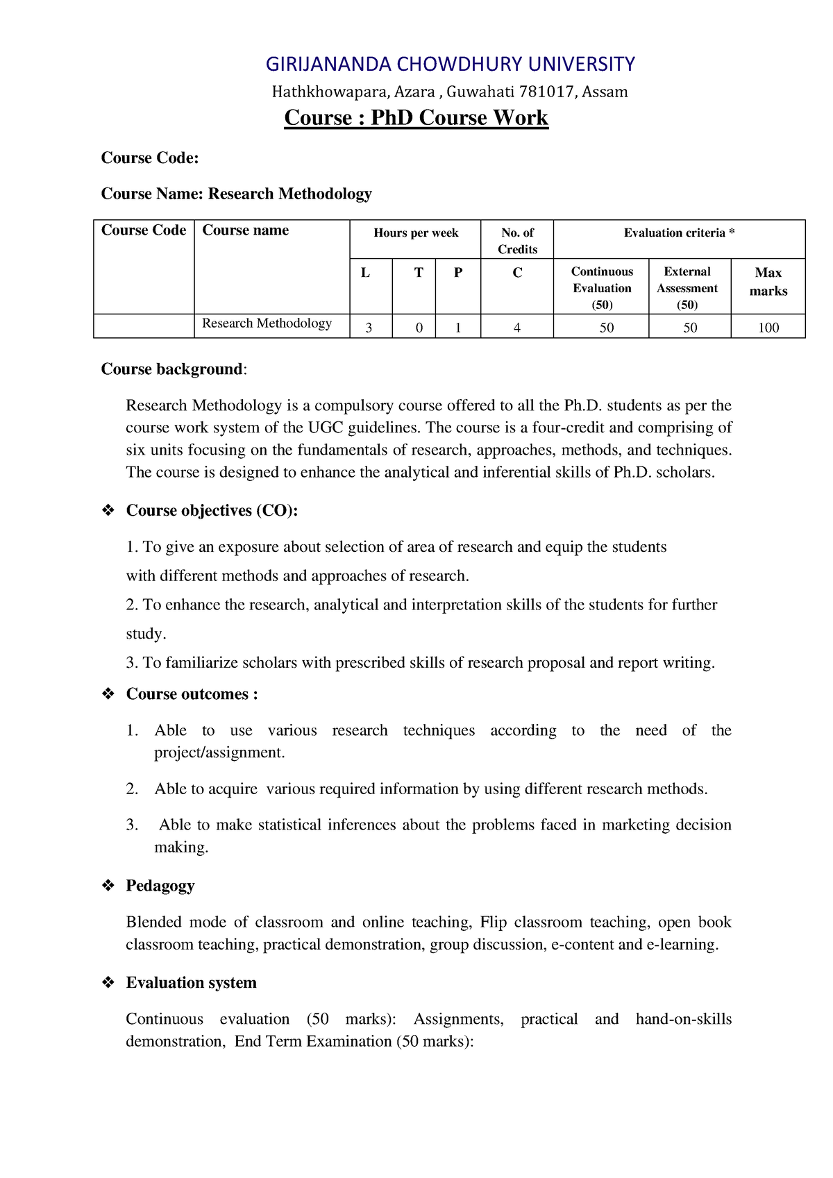 phd research methodology syllabus