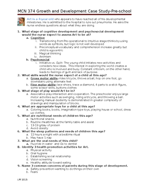 7-year-old case%2Bstudy answers - MCN 374 Growth and Development Case ...