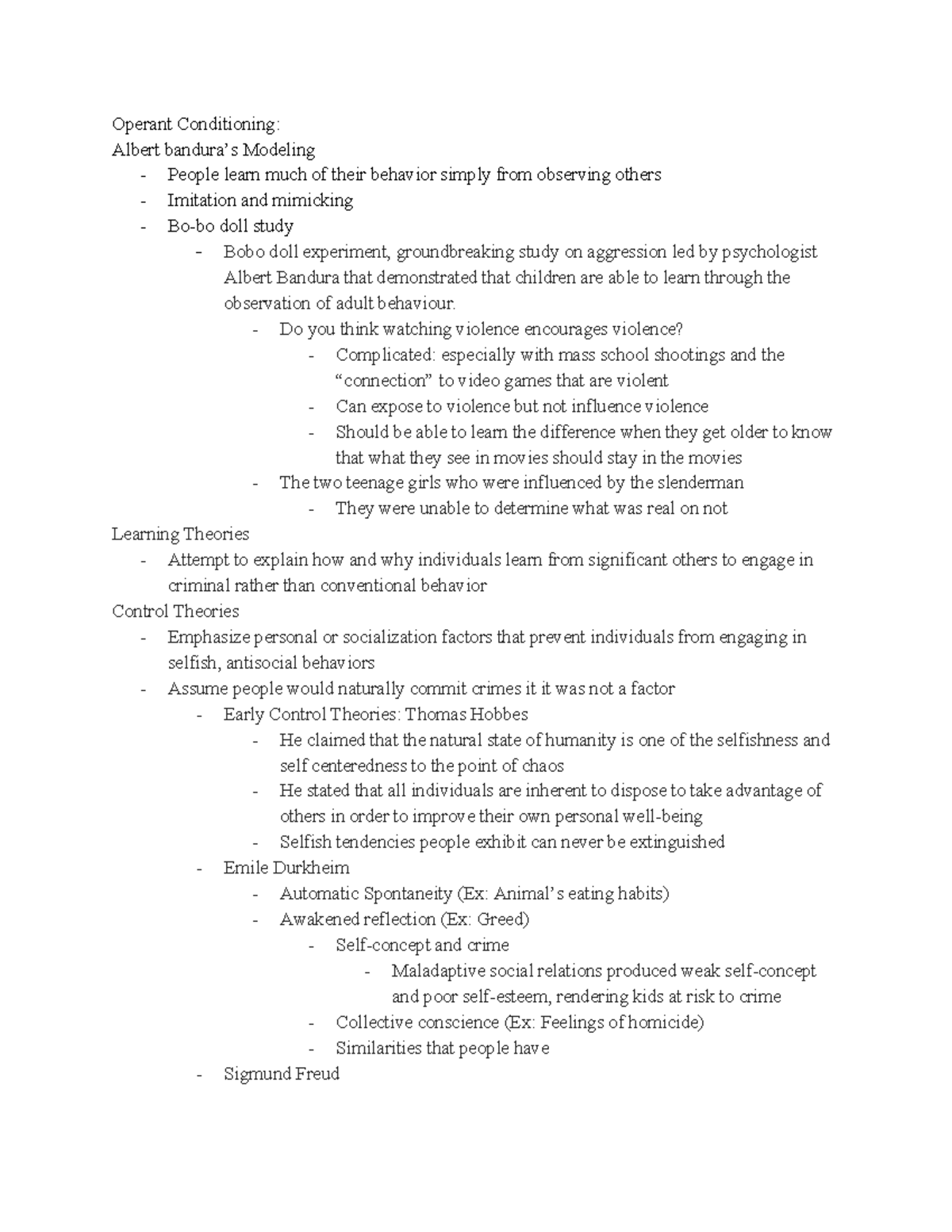 Criminal Theories Lecture Notes Ch 8 4 7 20 - Operant Conditioning ...