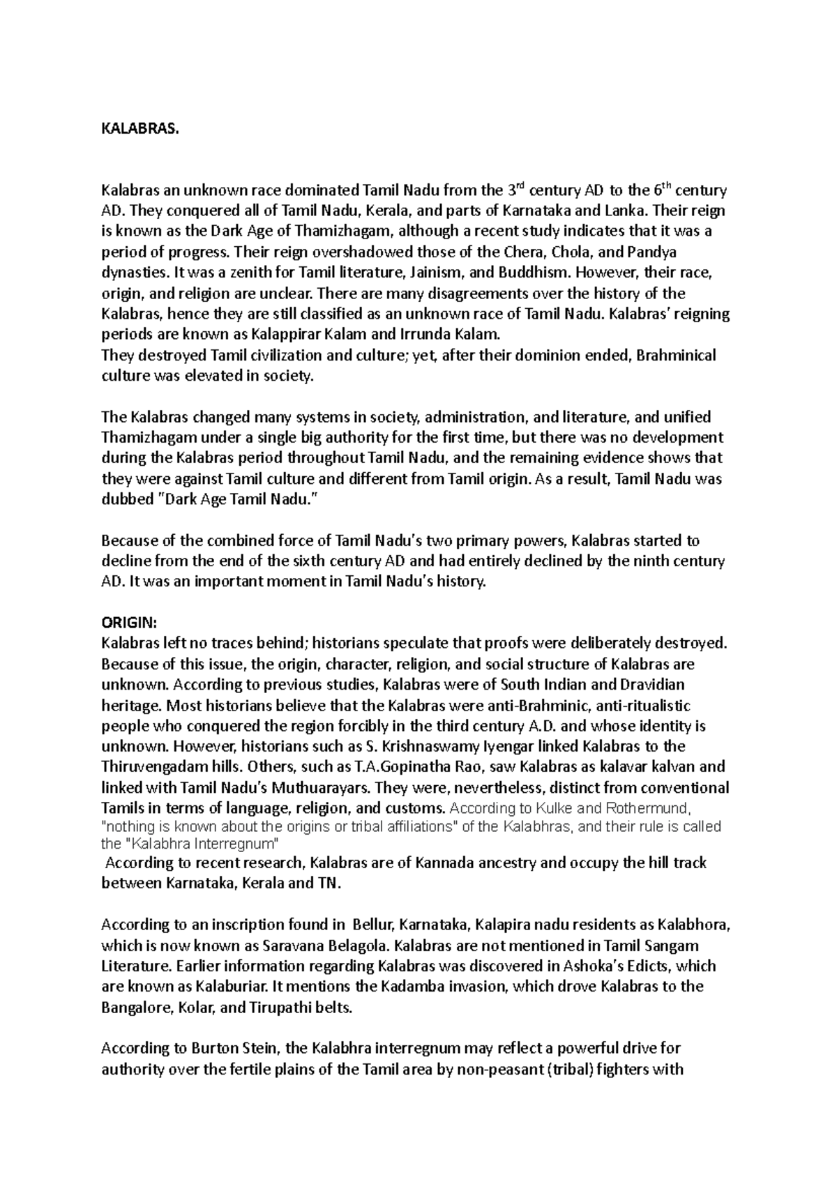Kalabras PG - KALABRAS. Kalabras an unknown race dominated Tamil Nadu ...