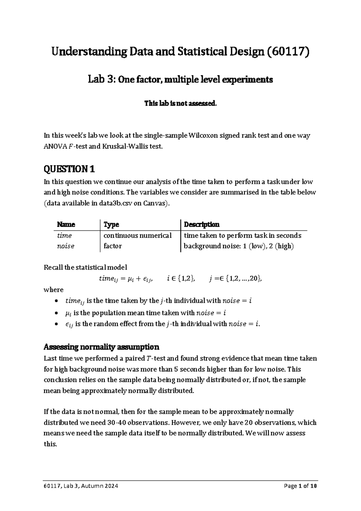LAB 3 Solutions - Understanding Data and Statistical Design (60117) Lab ...