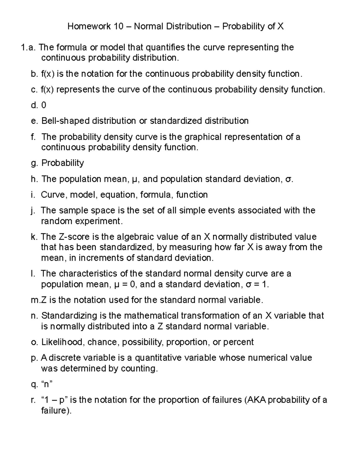 31-HW 10Answers Normal-Prob X - Homework 10 – Normal Distribution ...