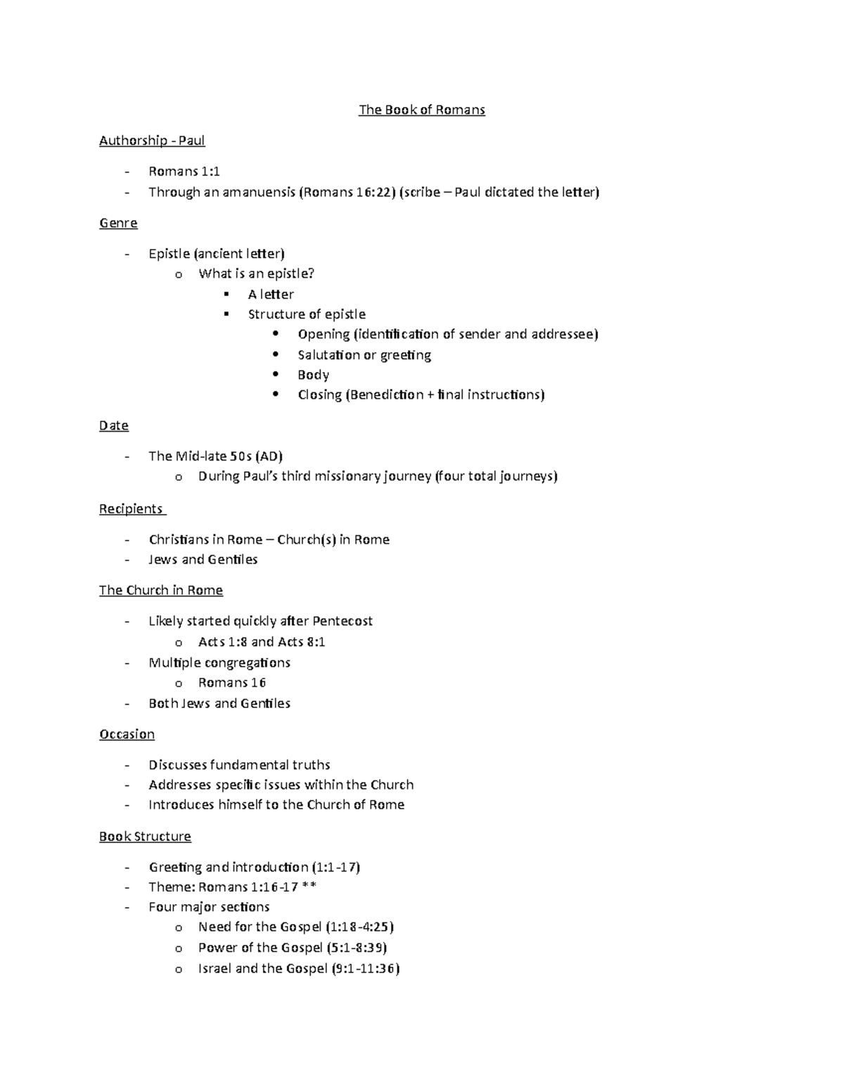 bibl110-romans-lecture-notes-from-the-slides-the-book-of-romans