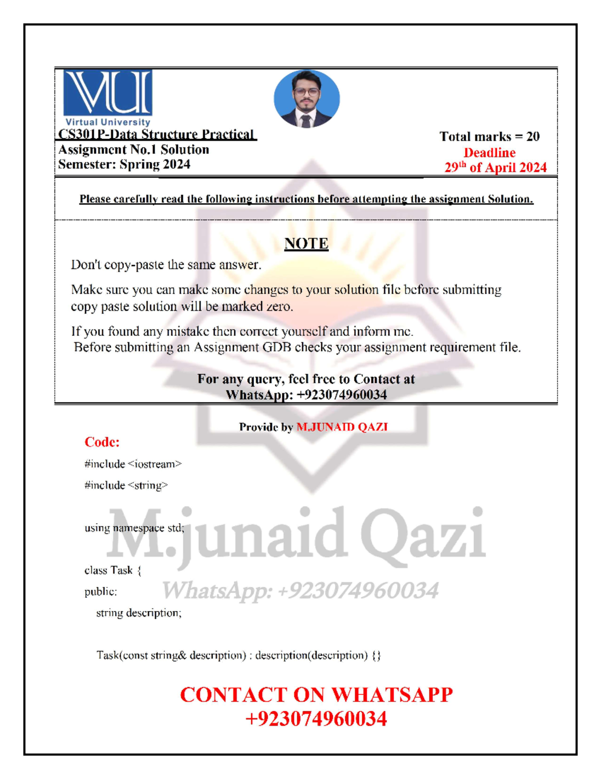 CS304P-Assignment 1 Solution Spring 2024 By M.junaid Qazi - Object ...