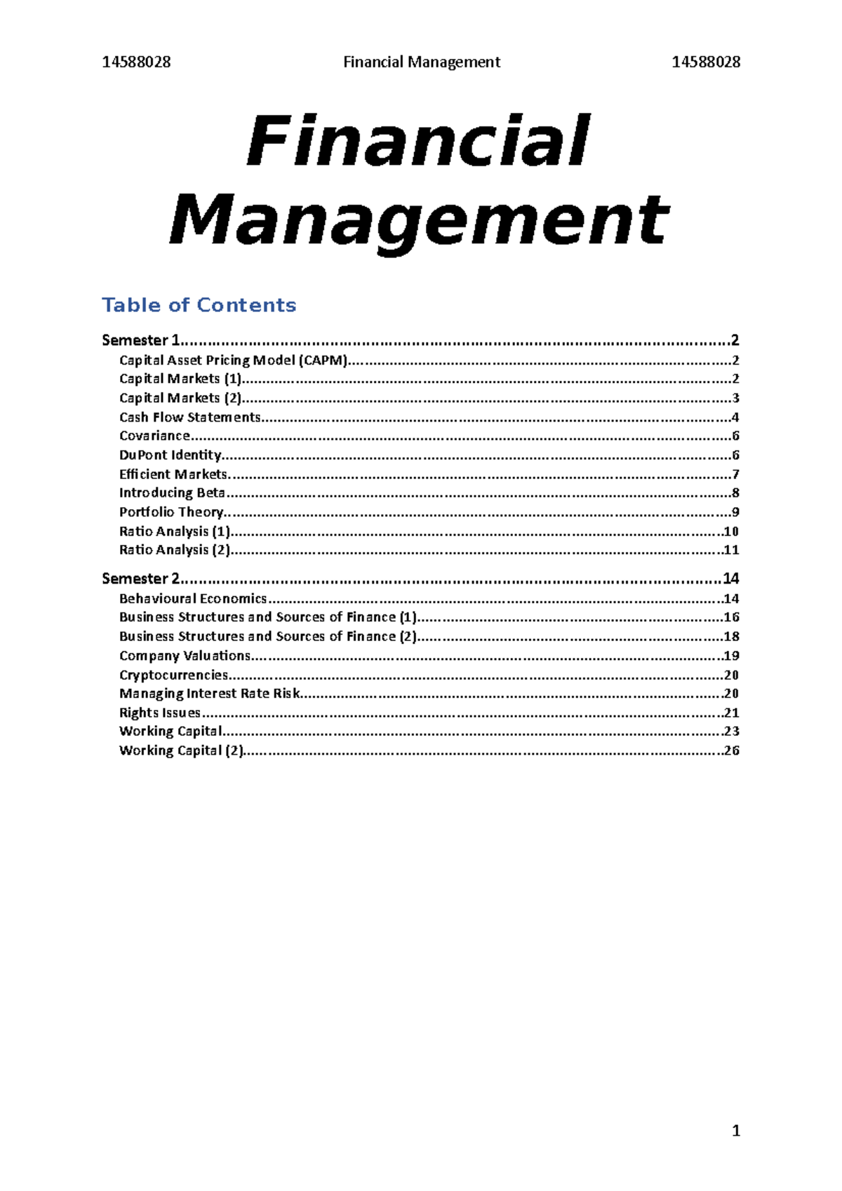 Financial Management Exam Revision 14588028 Financial Management
