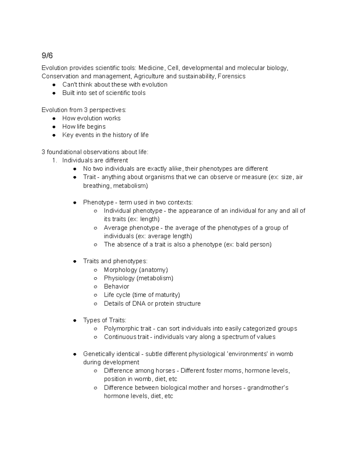 BIO109 Evolution Explained Notes - 9/ Evolution provides scientific