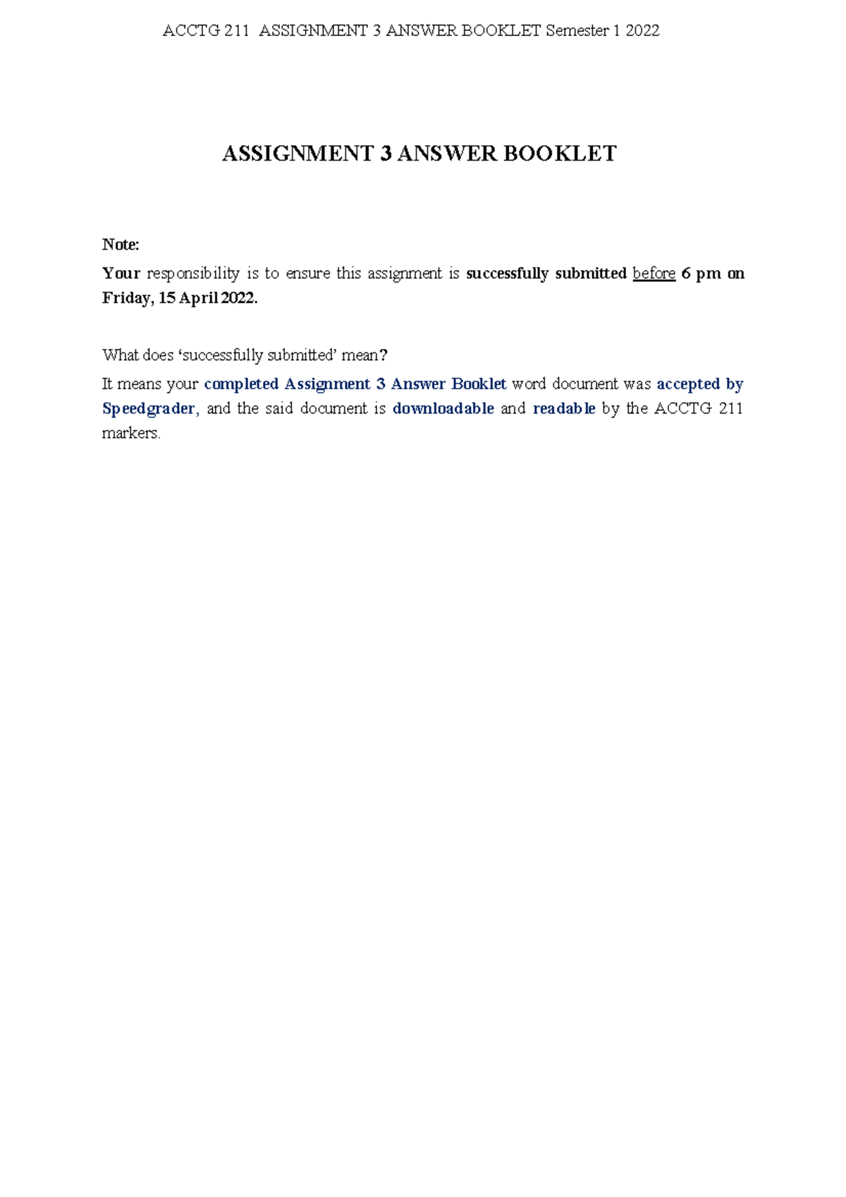 Assignment 3 Final Answer Booklet - ASSIGNMENT 3 ANSWER BOOKLET Note ...