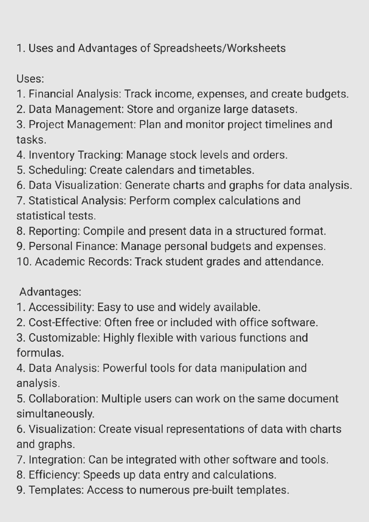 Franz pdf Materials 1. Uses and Advantages of Uses 1. Financial