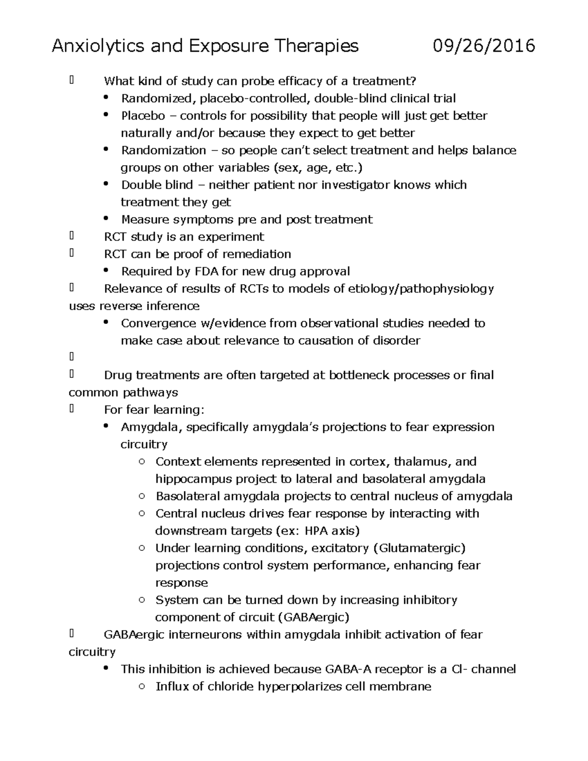 Lecture 8 Anxiolytics and Exposure Therapies What kind of study can