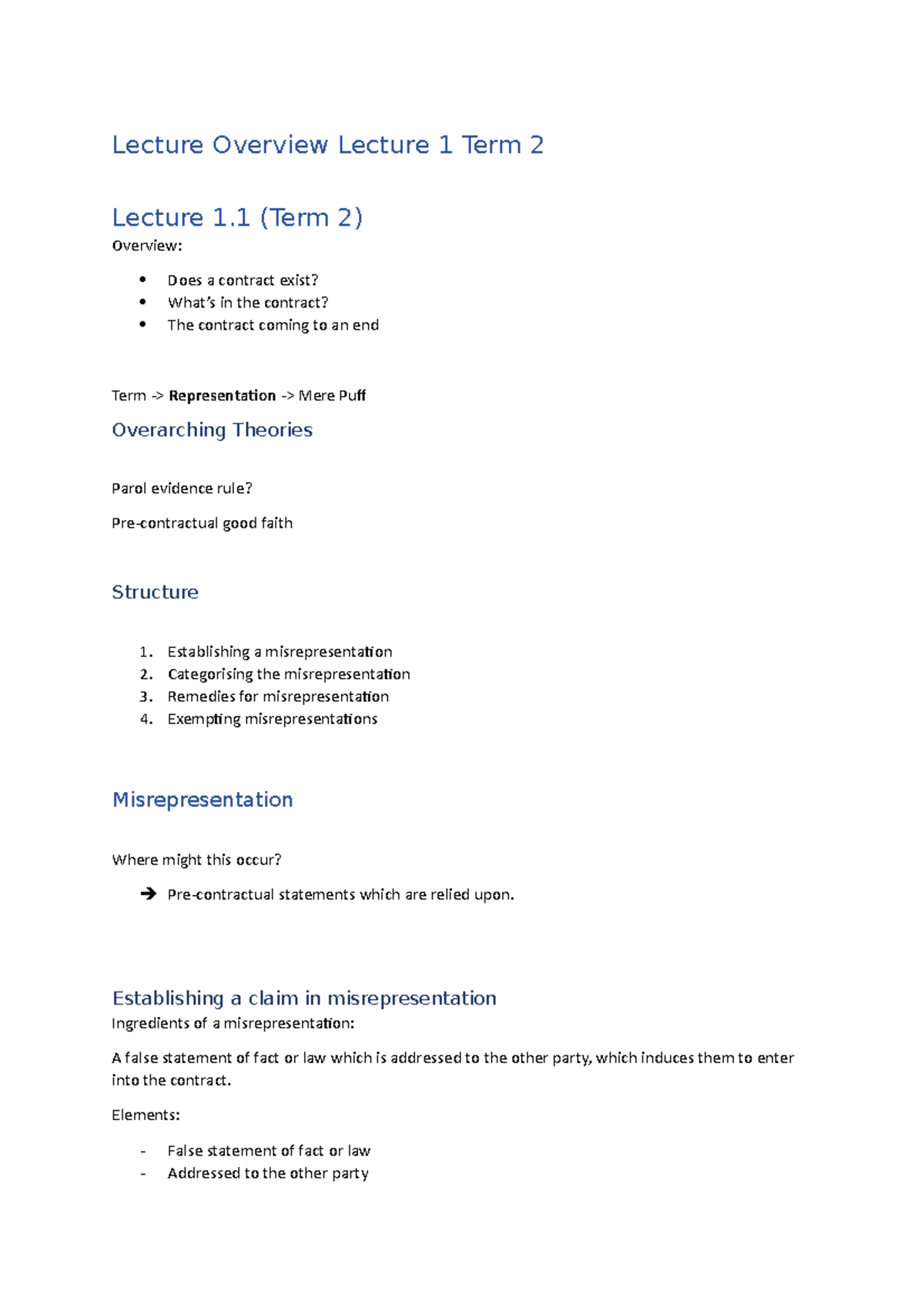 Lecture 1 term 2 Overview - Lecture Overview Lecture 1 Term 2 Lecture 1 ...