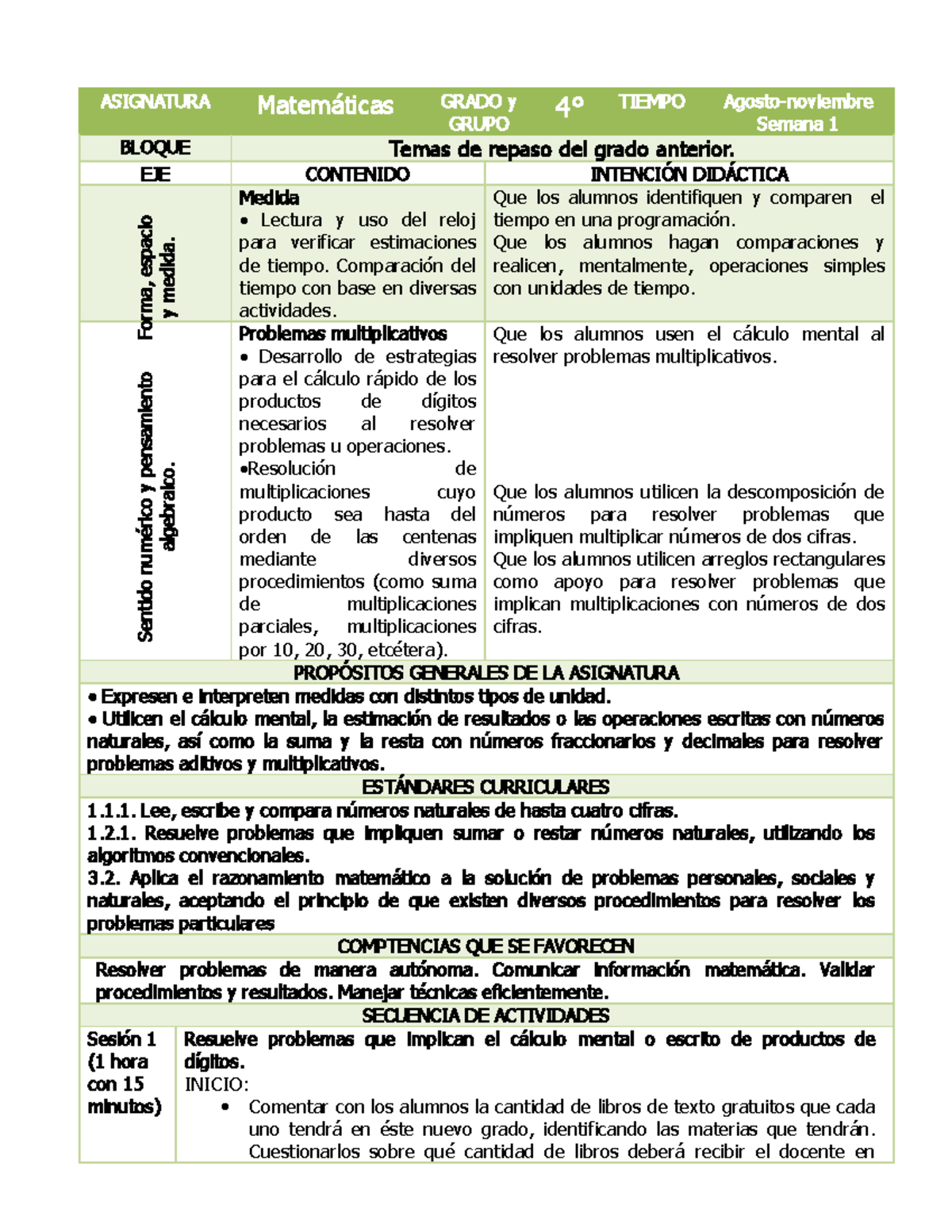 4to Grado Matemáticas 2019 2020 Asignatura Matemáticas Grado Y