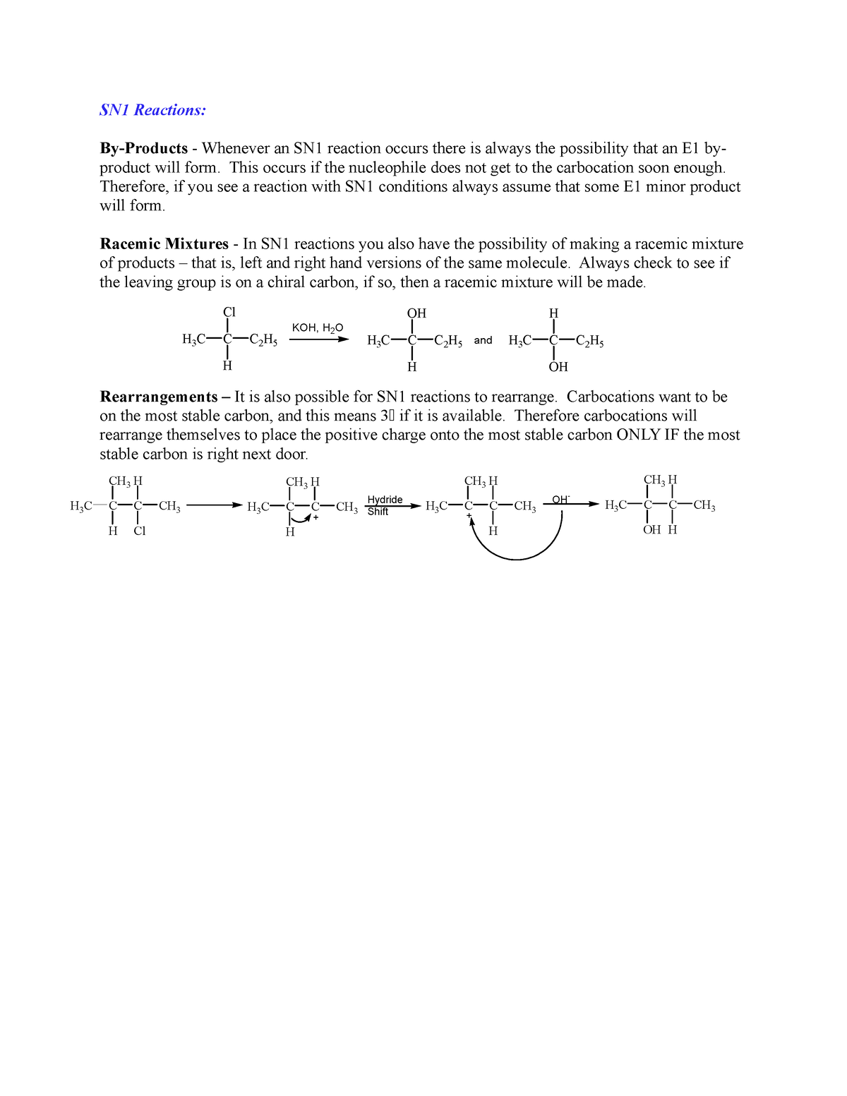Sn1 Vs Sn2 Sn1 Vs Sn2 Reactions Organic Chemistry Reference Sheet
