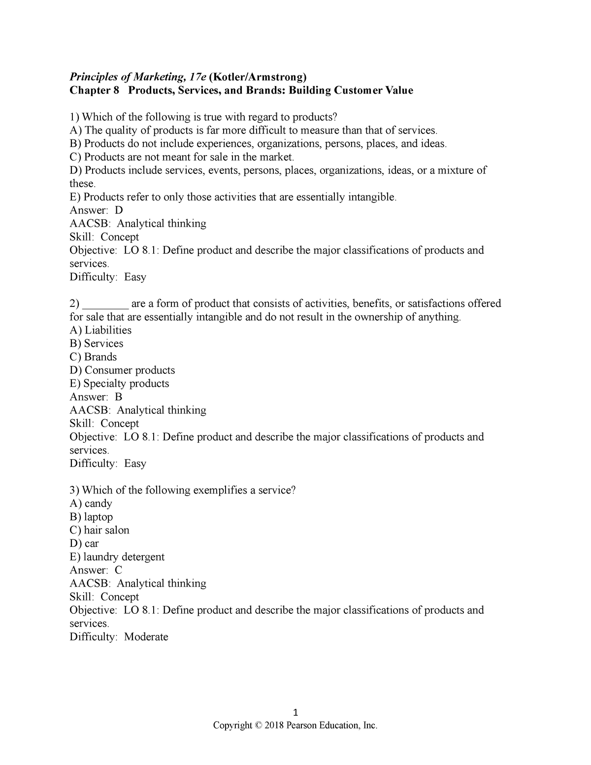 Chapter 8 Marketings Test Bank - Principles Of Marketing, 17e (Kotler ...