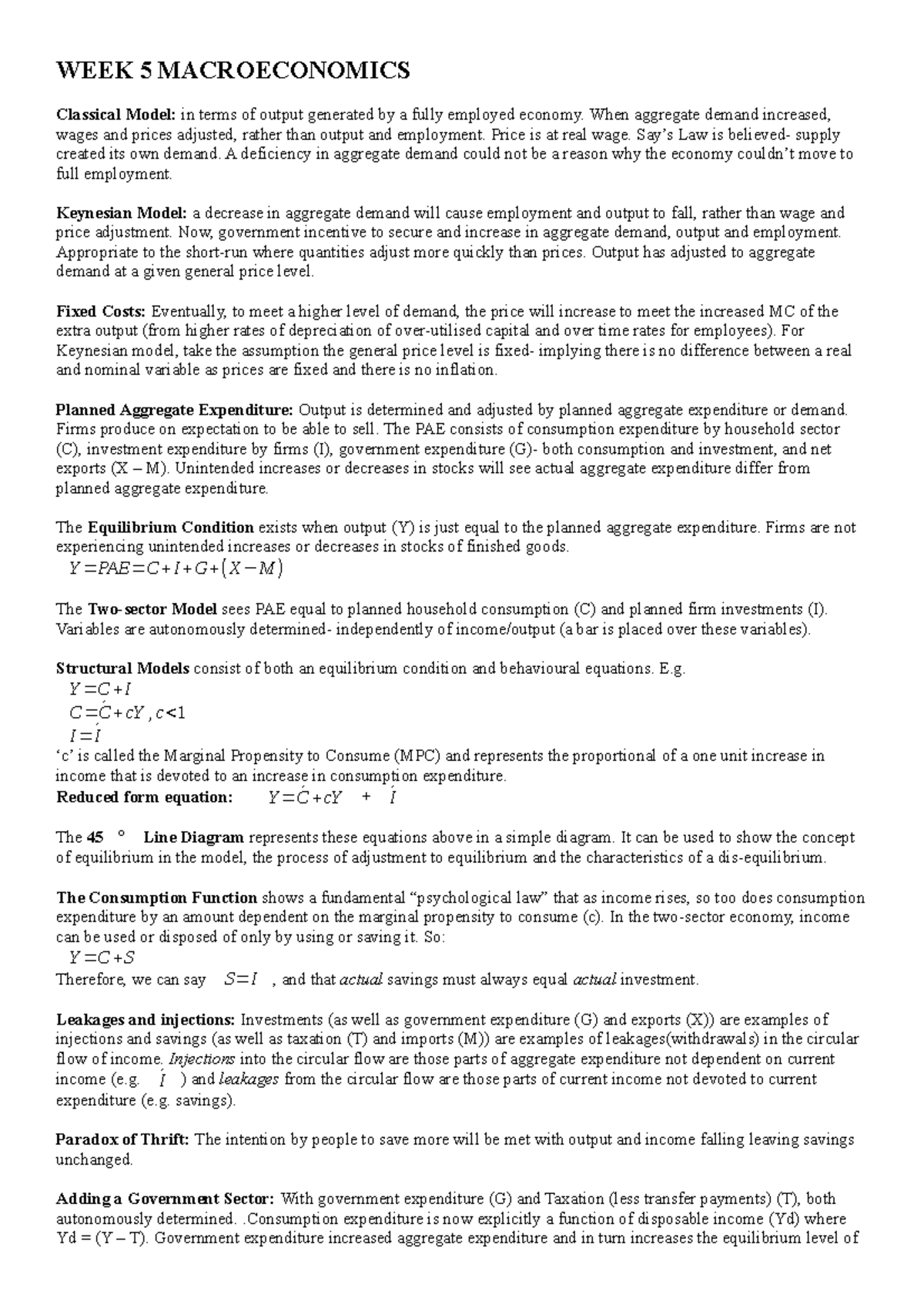 Week 5 Macroeconomics Studocu