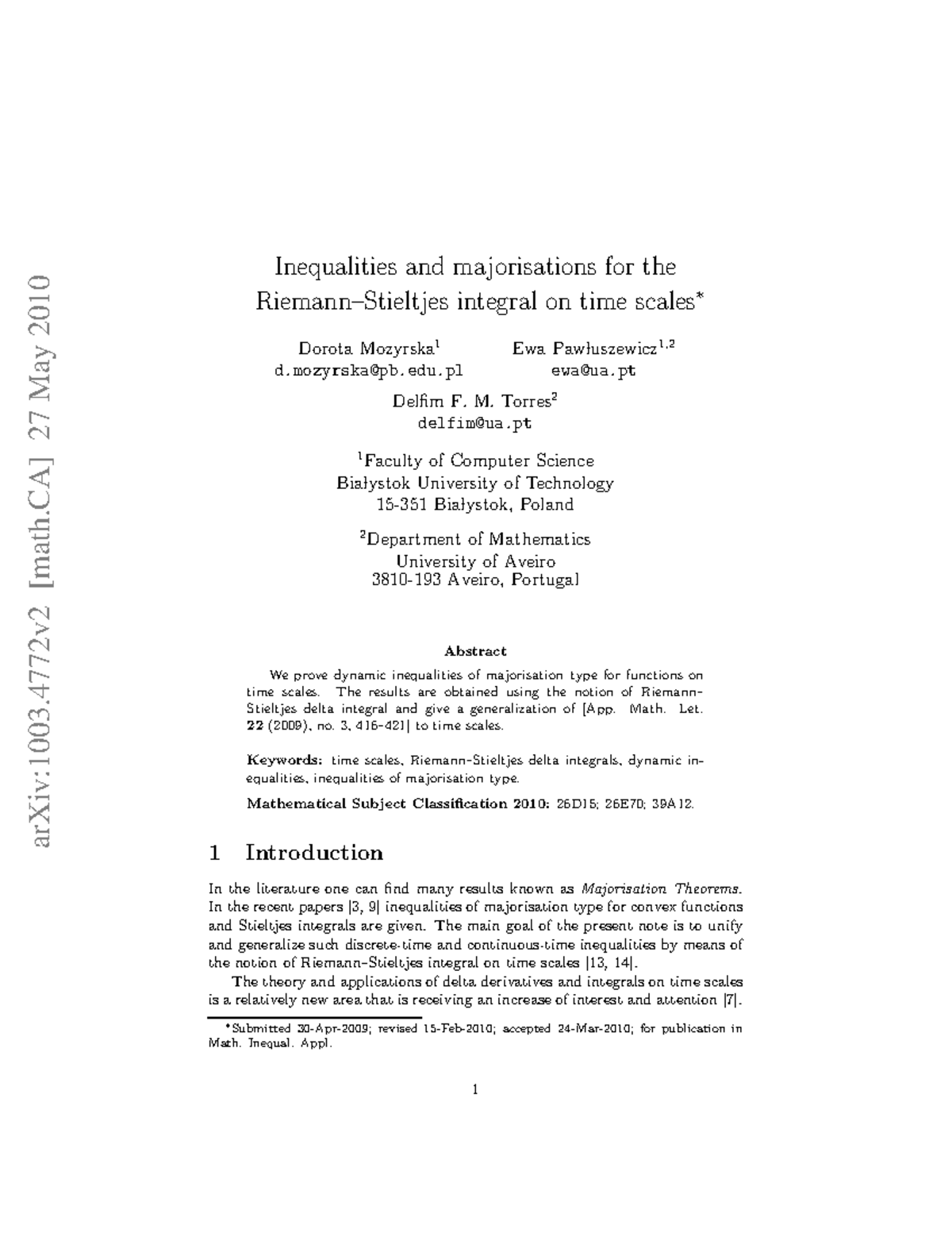 1003 - Cours - arXiv:1003 [math] 27 May 2010 Inequalities and ...
