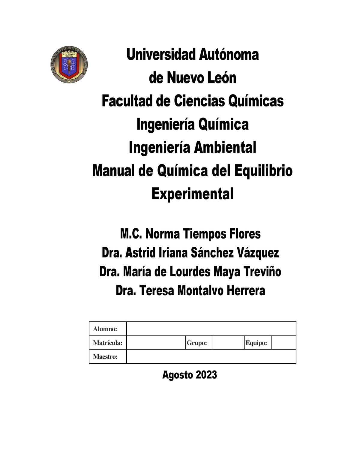 1 Manual Qee Iq Ad 2023 Universidad AutÛnoma De Nuevo LeÛn Facultad De Ciencias QuÌmicas 5437