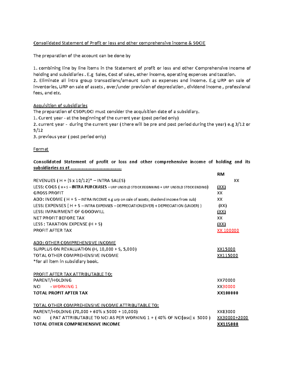 Format Csoplocisocie B - Consolidated Statement Of Profit Or Loss And ...