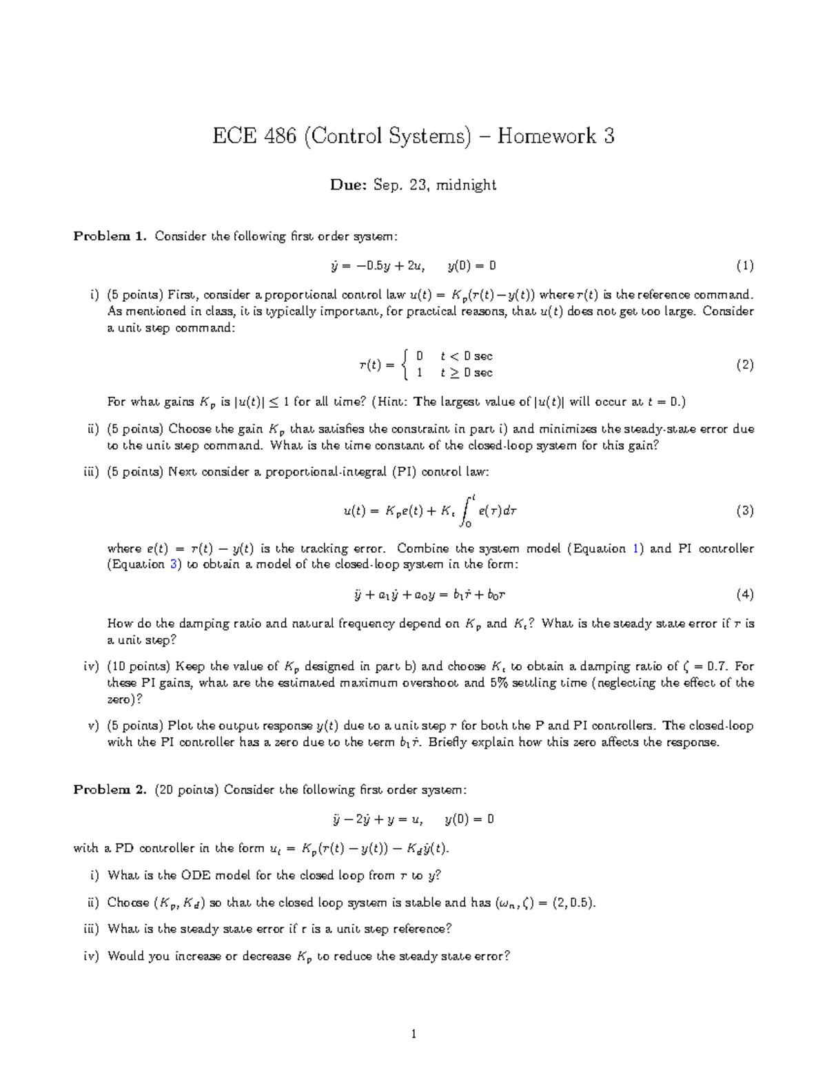 ECE486 HW3 - Fall 2021 Homework 3 - ECE 486 (Control Systems ...