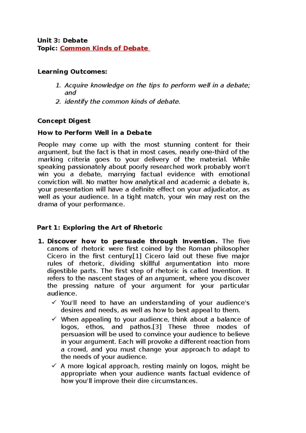 Common Kinds of Debate - Part 1: Exploring the Art of Rhetoric 1 ...